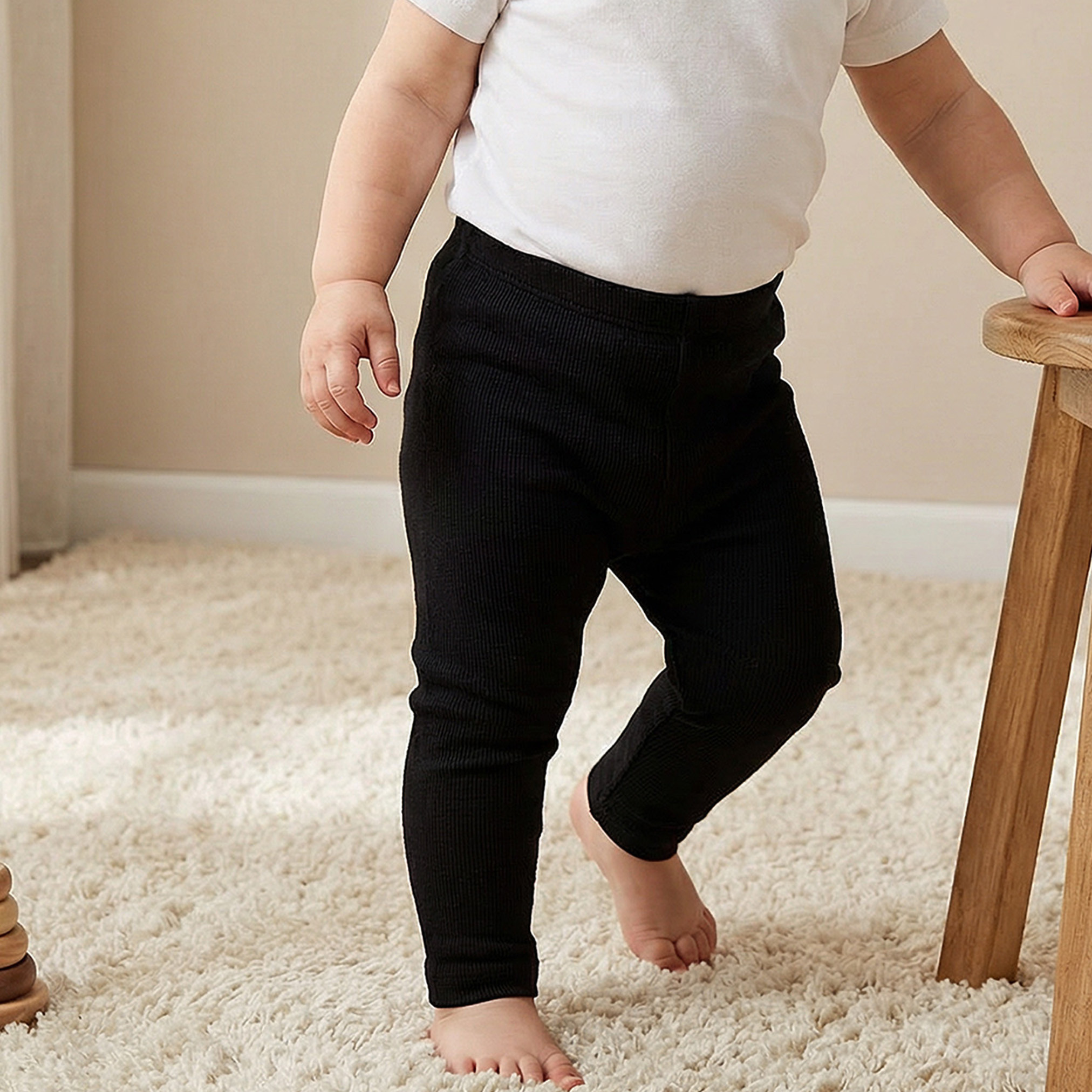 Juniors Solid Leggings with Elasticated Waist - Set of 2-baby-girls-clothing-bottoms-leggings-image-2