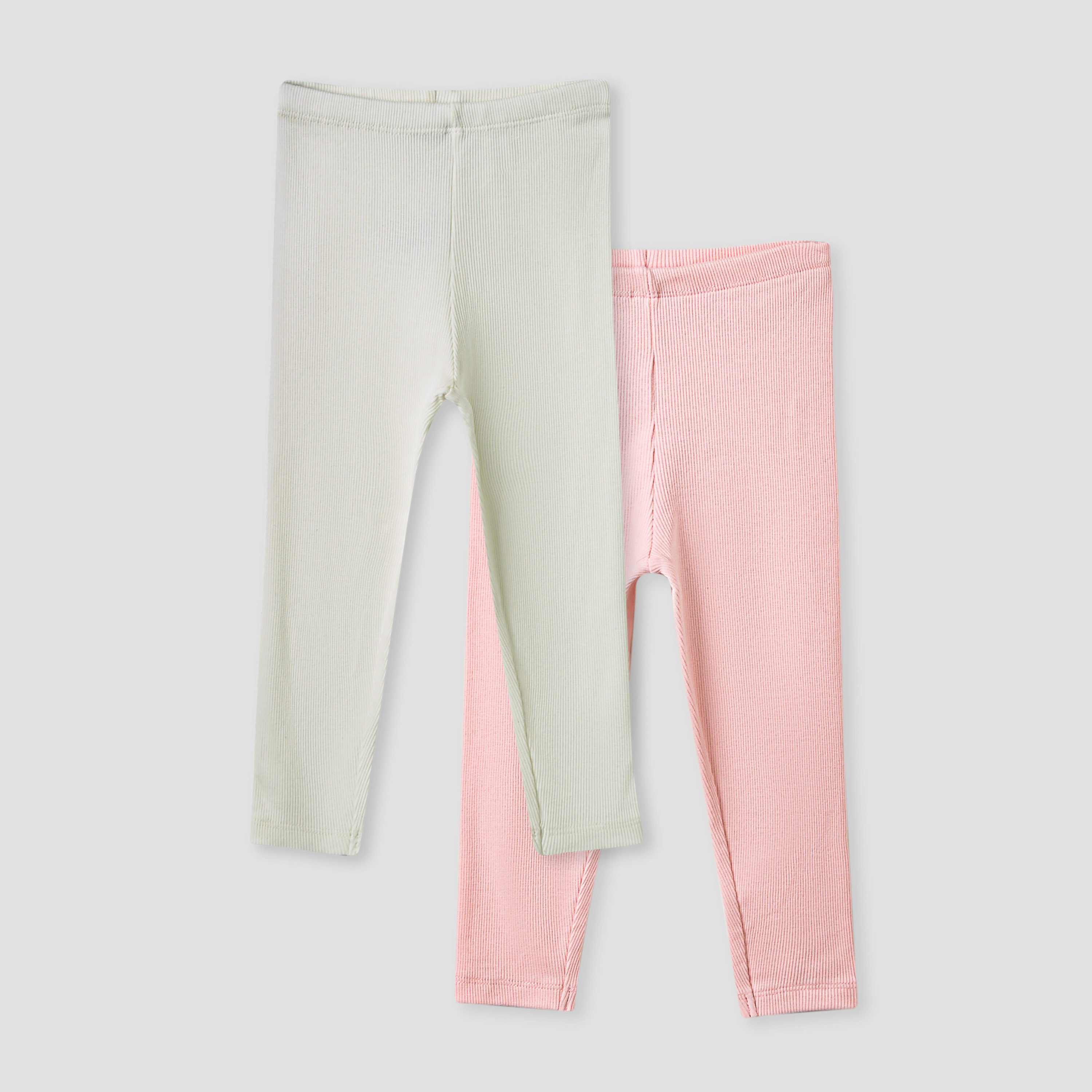 Juniors Ribbed Leggings with Elasticated Waistband - Set of 2-baby-girls-clothing-bottoms-leggings-image-1