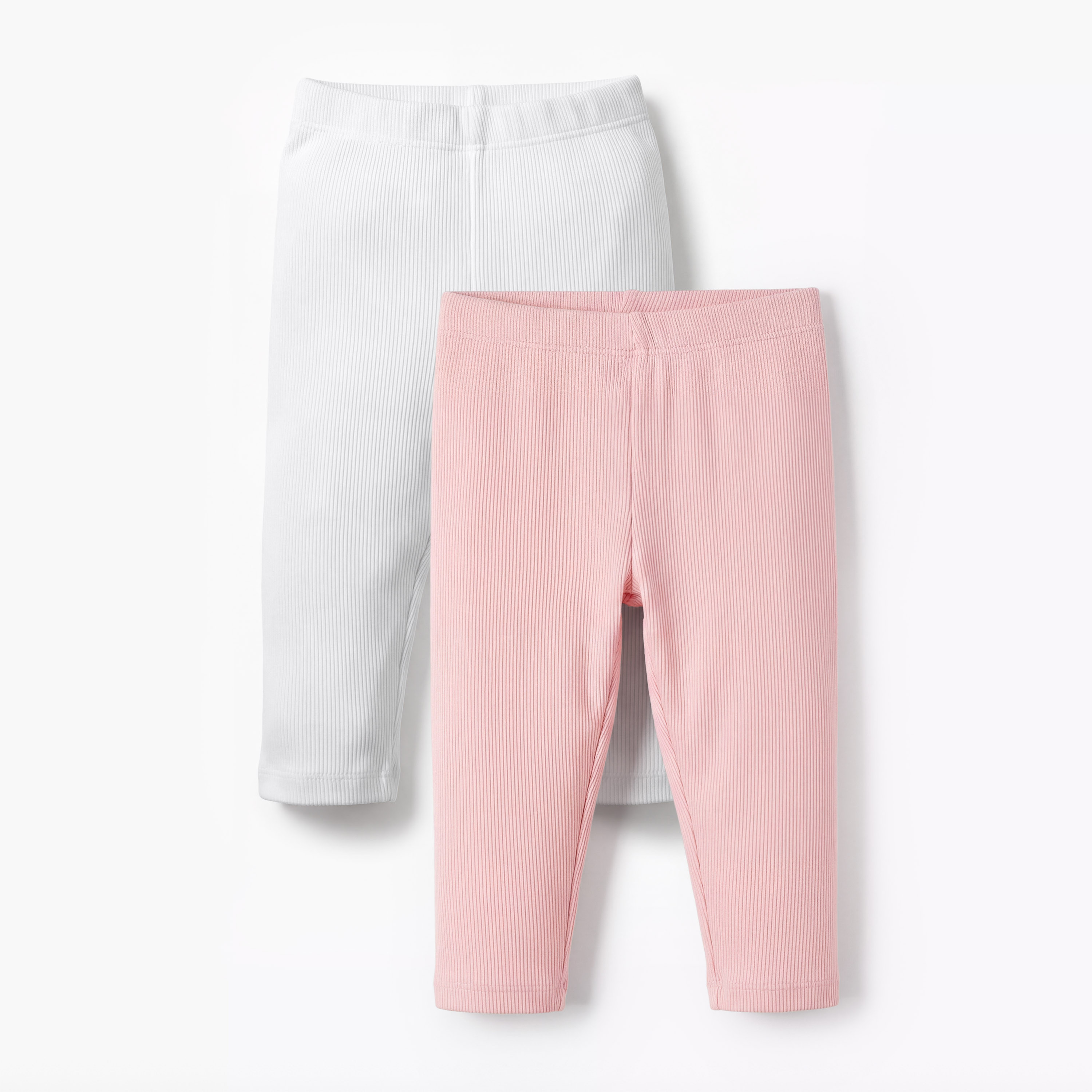 Juniors Solid Leggings with Elasticated Waist - Set of 2-baby-girls-clothing-bottoms-leggings-image-1