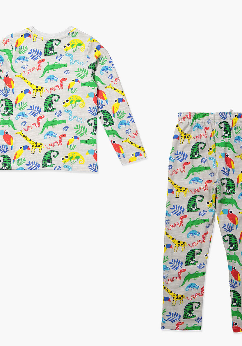 Juniors Printed T-shirt with Pyjamas - Set of 2-Nightwear-image-3