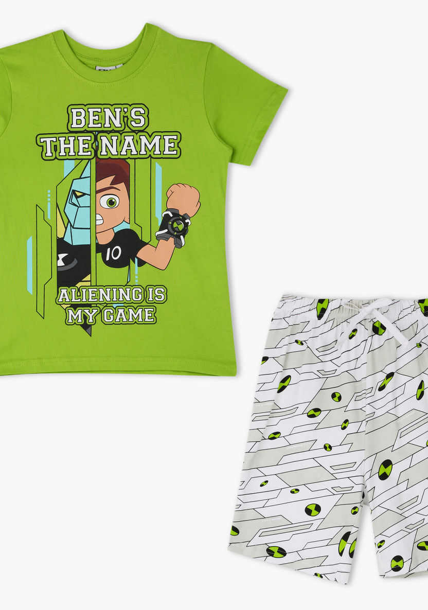 Ben 10 Printed T-shirt and Short Set-Nightwear-image-0