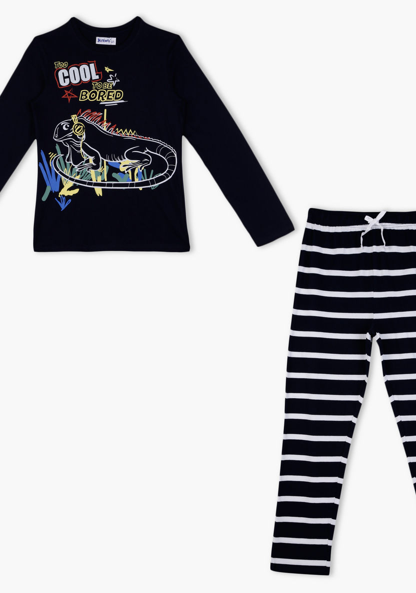 Juniors Printed T-shirt and Pyjama - Set of 2-Nightwear-image-0