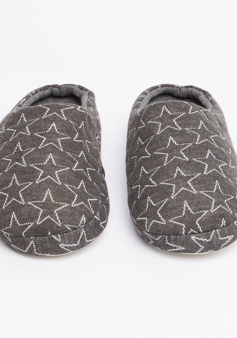 Juniors Star Printed Plush Booties-Bedroom Slippers-image-1