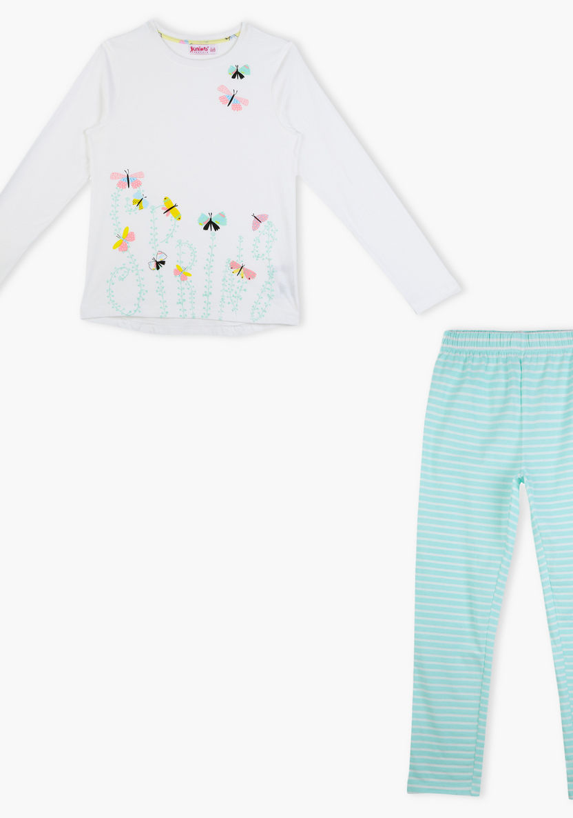Juniors Printed T-shirt and Pyjama - Set of 2-Nightwear-image-2