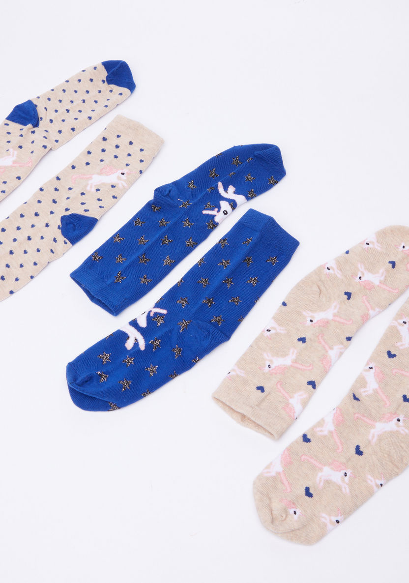 Printed Ankle Length Socks - Set of 3-Socks-image-1
