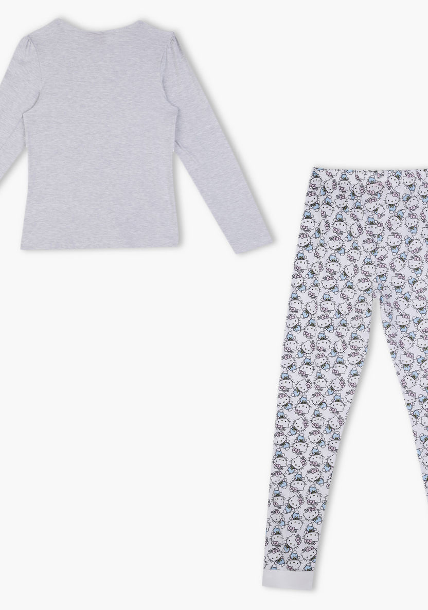 Hello Kitty Printed T-shirt and Jog Pants Set-Nightwear-image-1