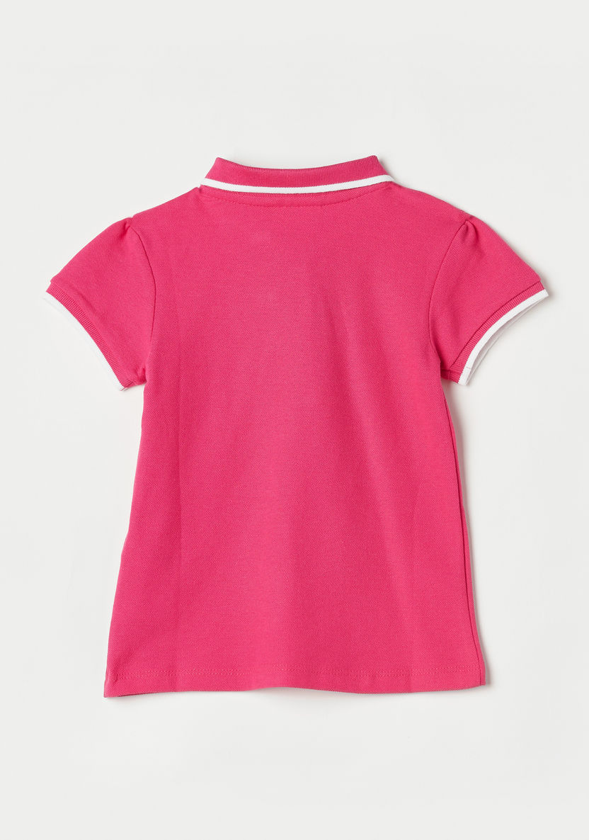 Juniors Ruffle Detail Polo T-shirt with Short Sleeves-T Shirts-image-3
