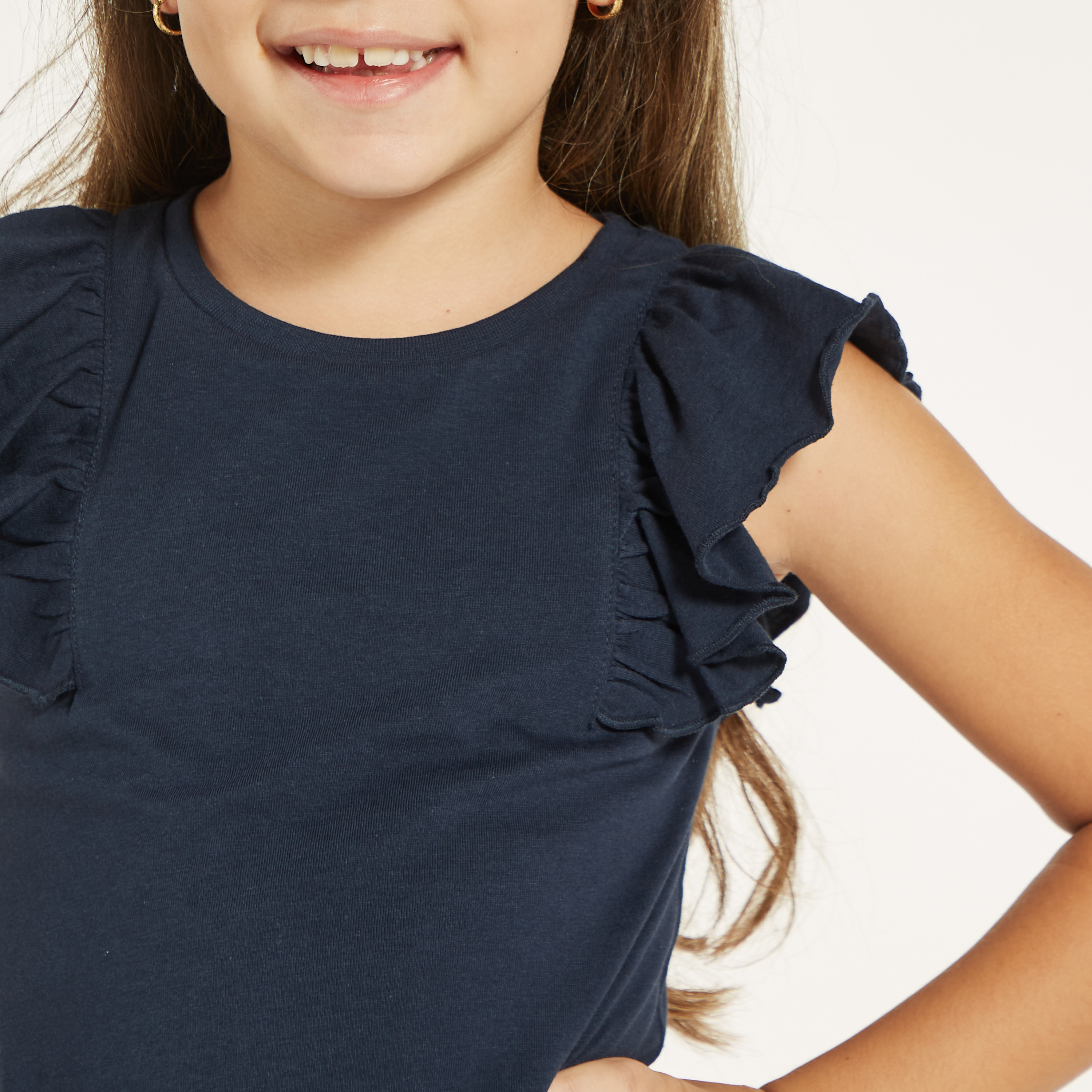 بلوزات سادة بأكمام مكشكشة من جونيورز - طقم من قطعتين-girls-clothing-tshirts-image-5
