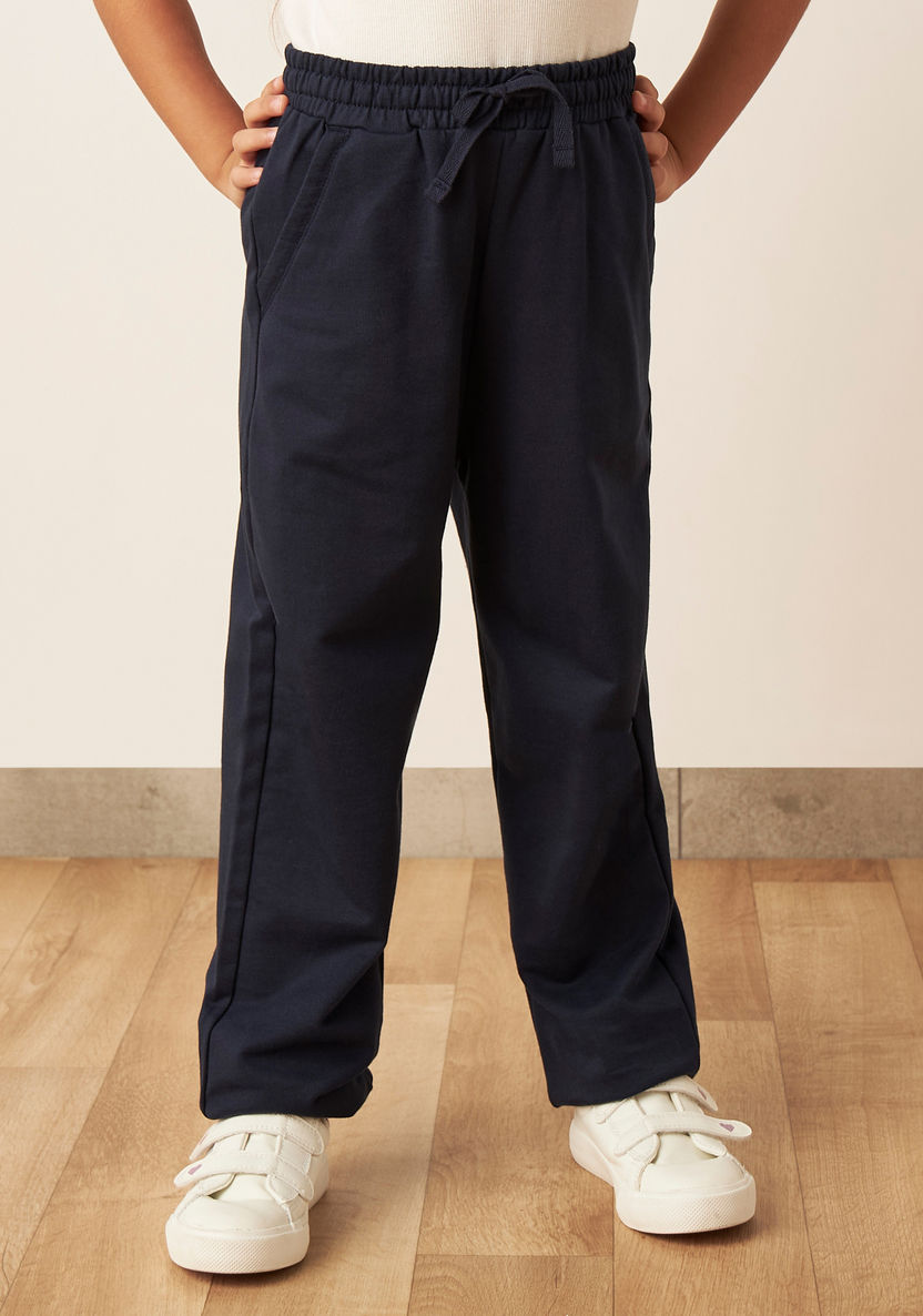Juniors Solid Pants with Drawstring Closure and Pockets-Pants-image-1