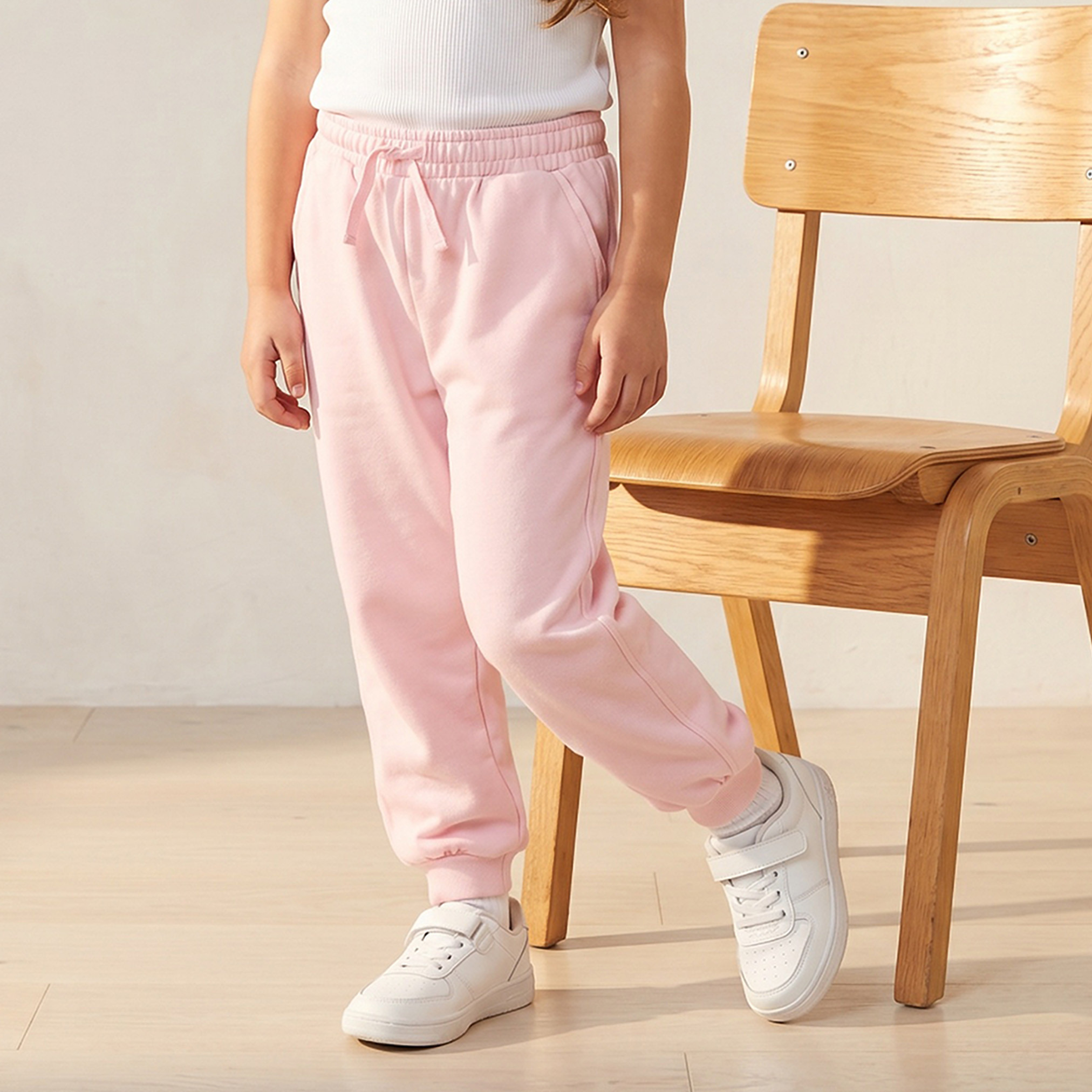 Juniors Elasticated Drawstring Joggers with Pockets-girls-clothing-schoolwear-bottoms-joggers-image-1