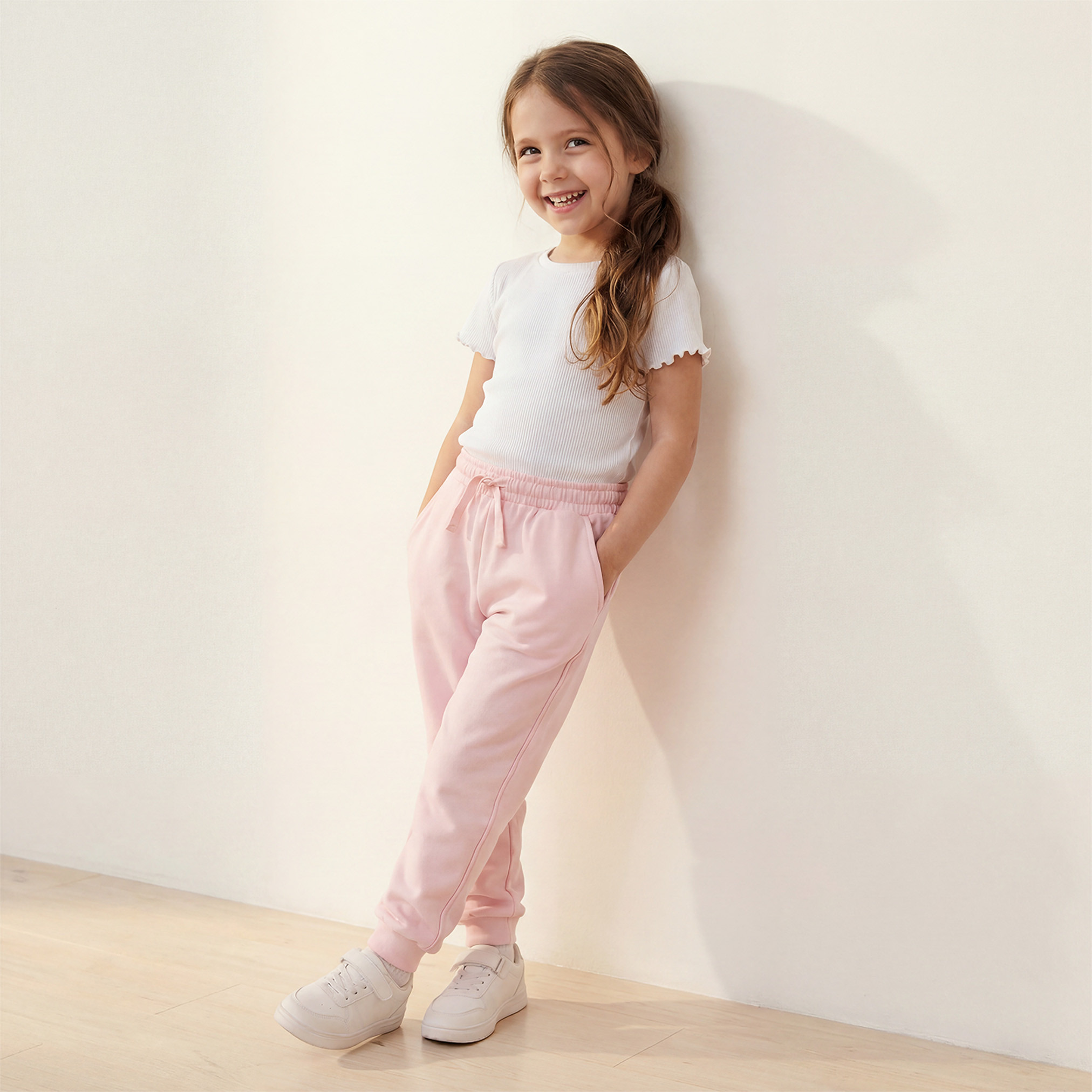 Juniors Elasticated Drawstring Joggers with Pockets-girls-clothing-schoolwear-bottoms-joggers-image-2