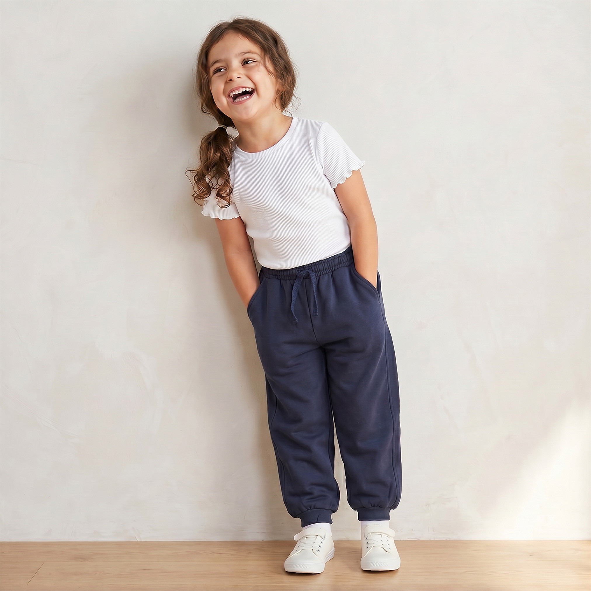 Juniors Elasticated Drawstring Joggers with Pockets-girls-clothing-schoolwear-bottoms-joggers-image-2