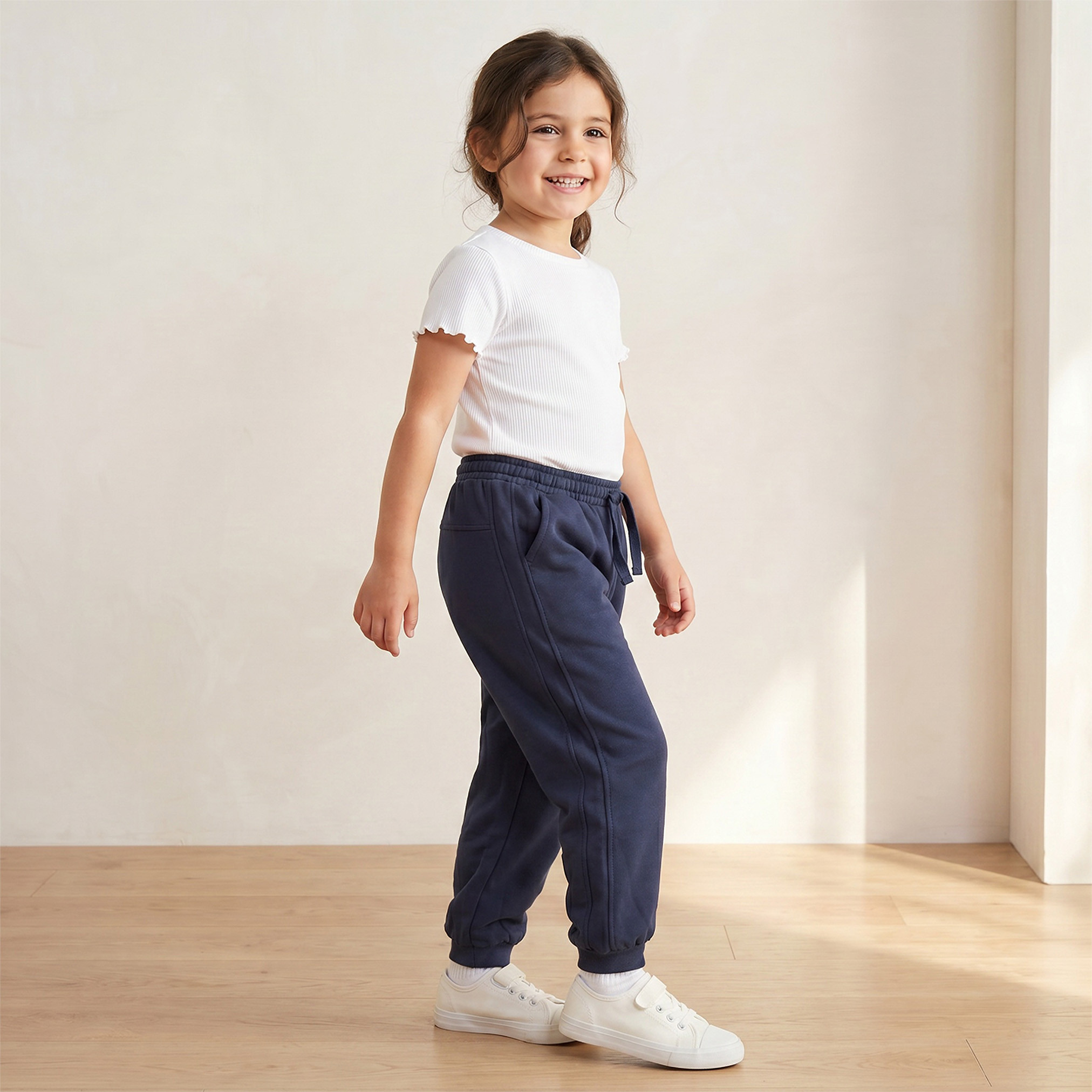 Juniors Elasticated Drawstring Joggers with Pockets-girls-clothing-schoolwear-bottoms-joggers-image-4