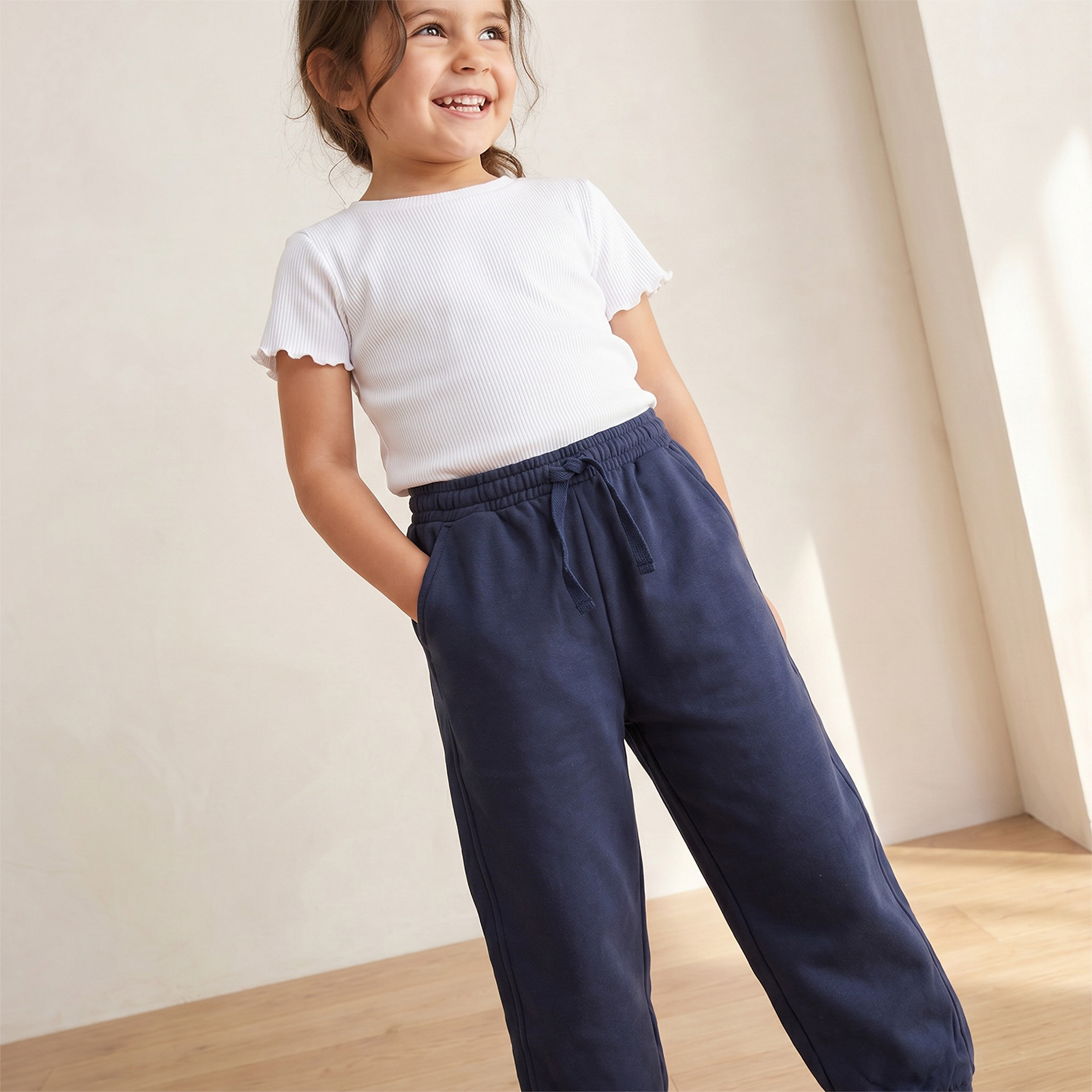 Juniors Elasticated Drawstring Joggers with Pockets-girls-clothing-schoolwear-bottoms-joggers-image-5