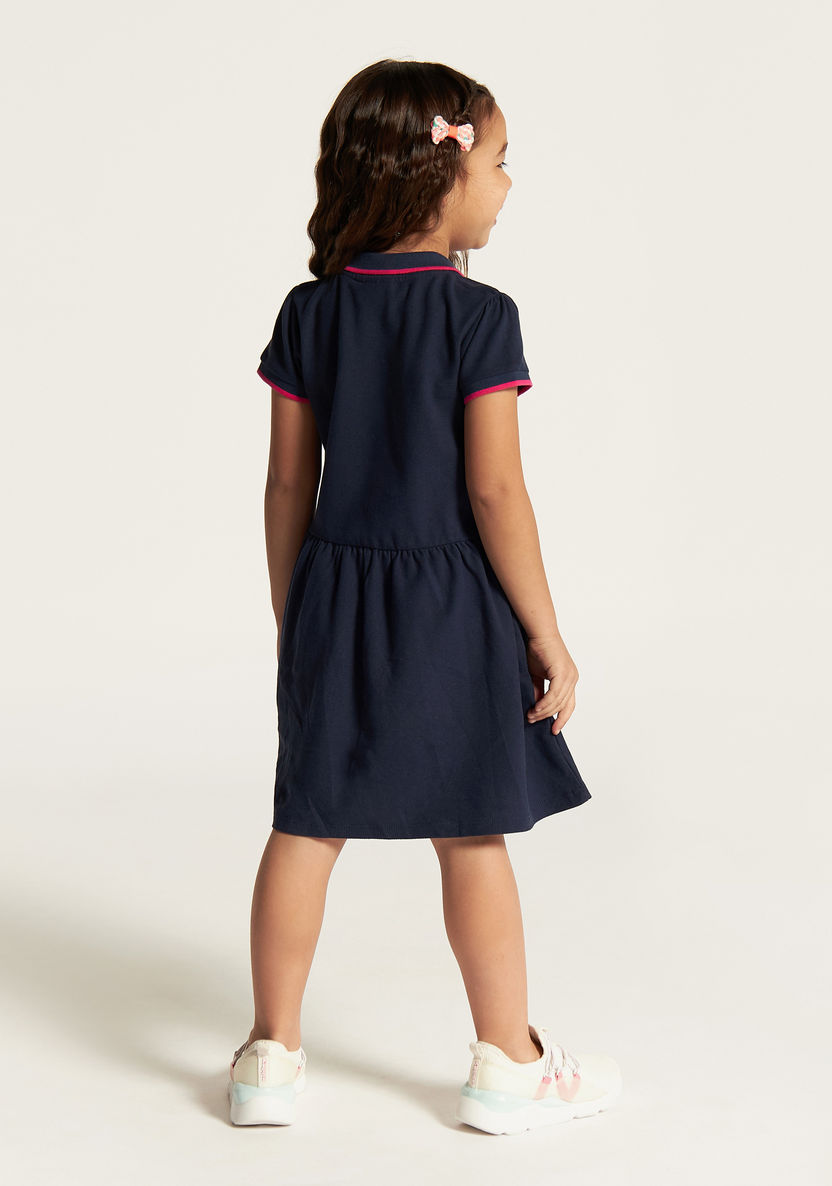 Juniors Solid Dress with Short Sleeves and  Piping Detail-Dresses%2C Gowns and Frocks-image-3