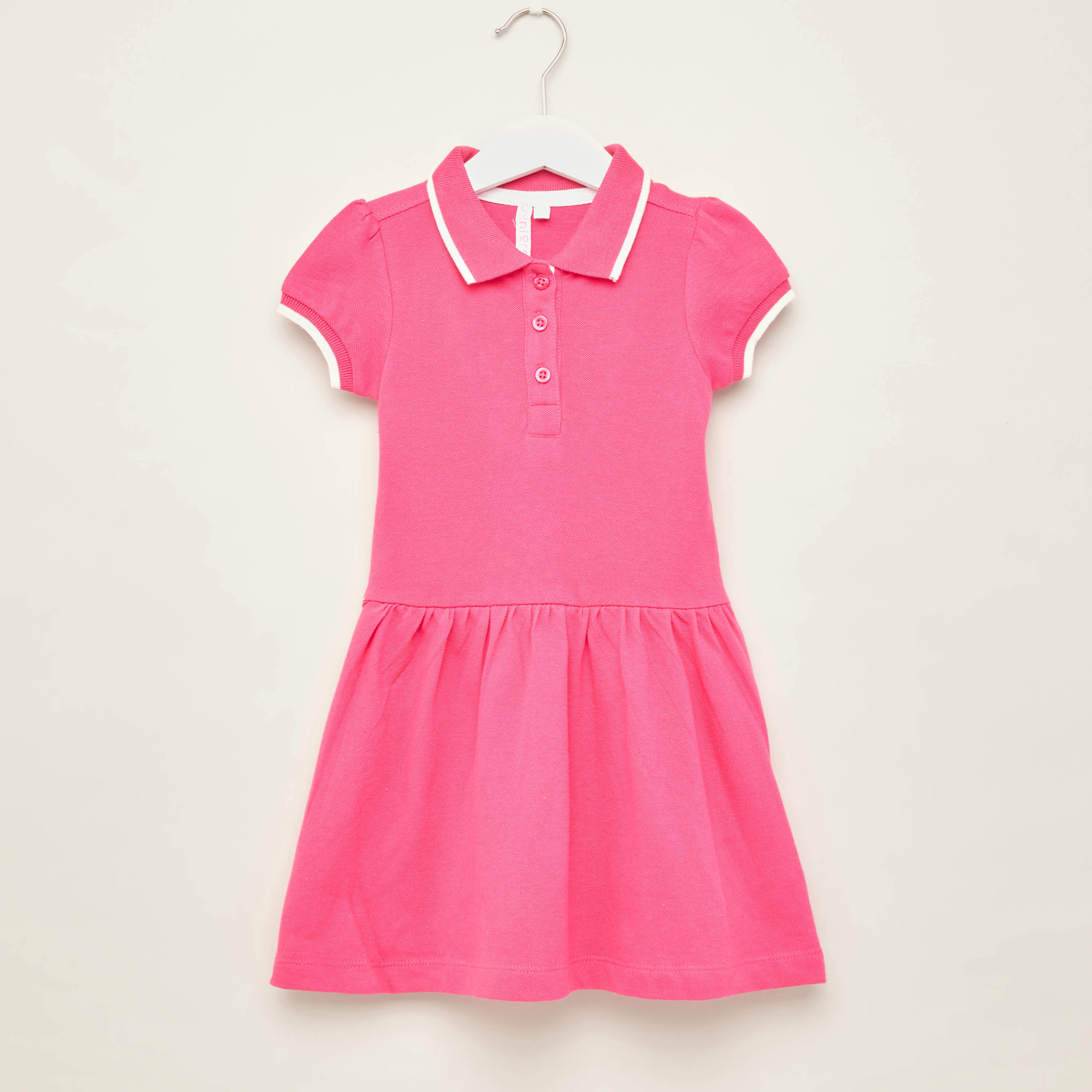 Juniors Solid Dress with Short Sleeves and  Piping Detail-girls-clothing-dressesandjumpsuits-image-1