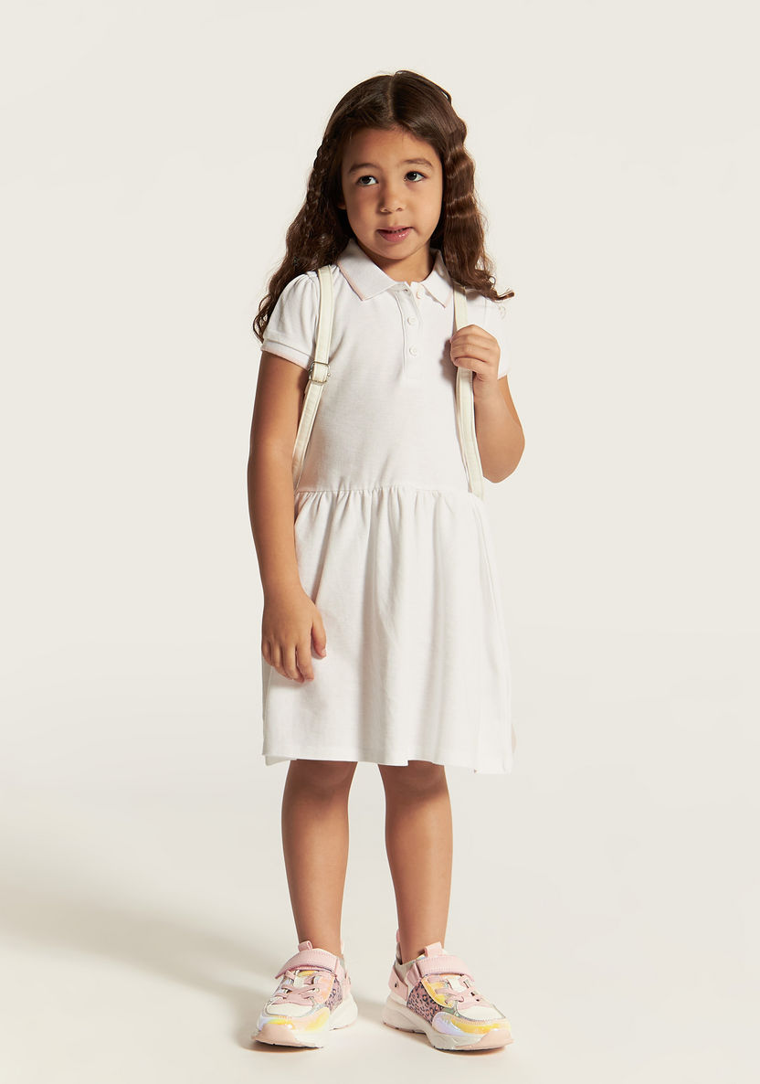 Juniors Solid Dress with Short Sleeves and  Piping Detail-Dresses%2C Gowns and Frocks-image-0