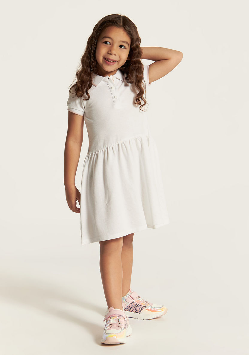 Juniors Solid Dress with Short Sleeves and  Piping Detail-Dresses, Gowns & Frocks-image-1