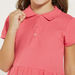 Juniors Solid Polo Dress with Short Sleeves and Button Closure-Dresses%2C Gowns and Frocks-thumbnailMobile-2