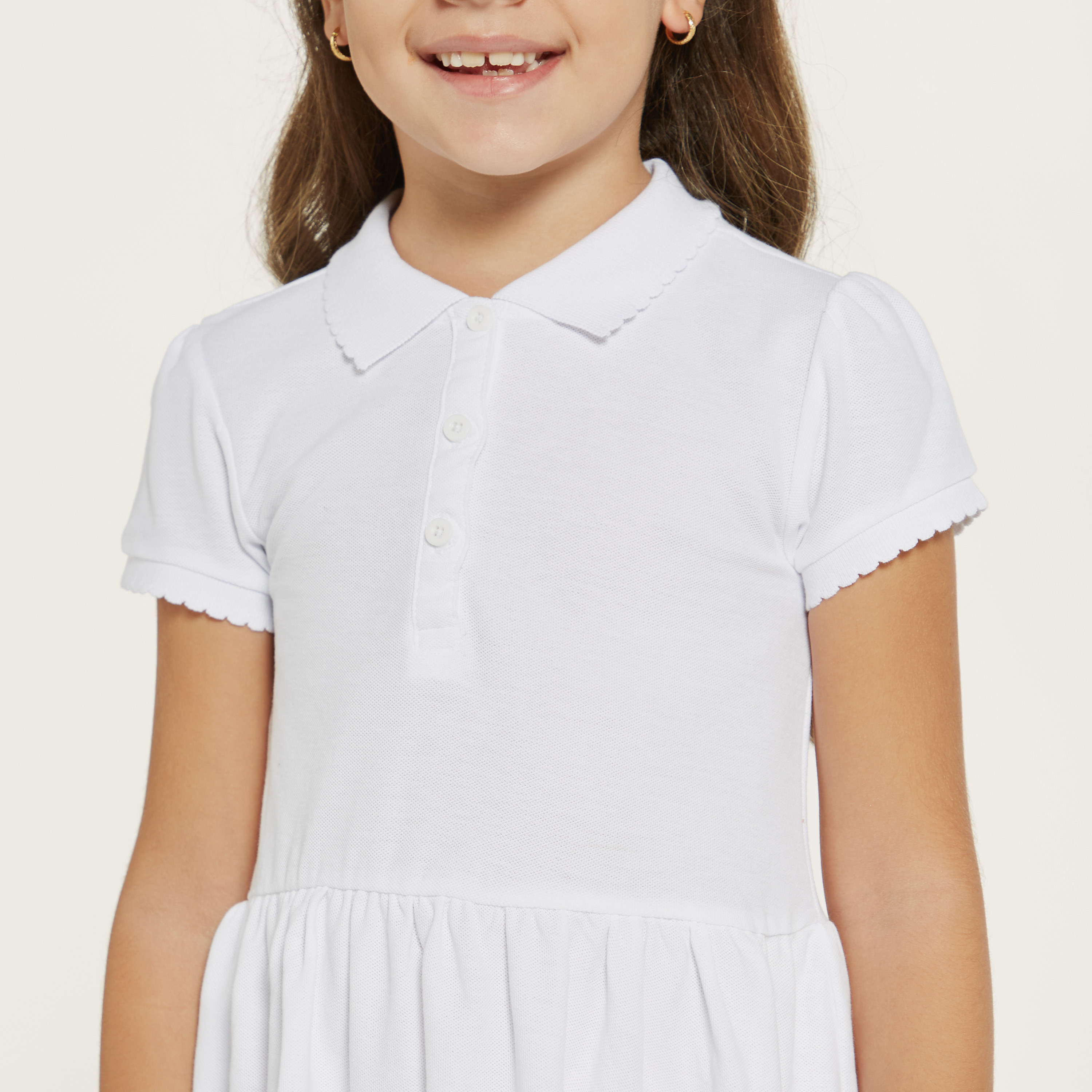 فستان بولو سادة بأكمام قصيرة وأزرار إغلاق من جونيورز-girls-clothing-dressesandjumpsuits-image-3