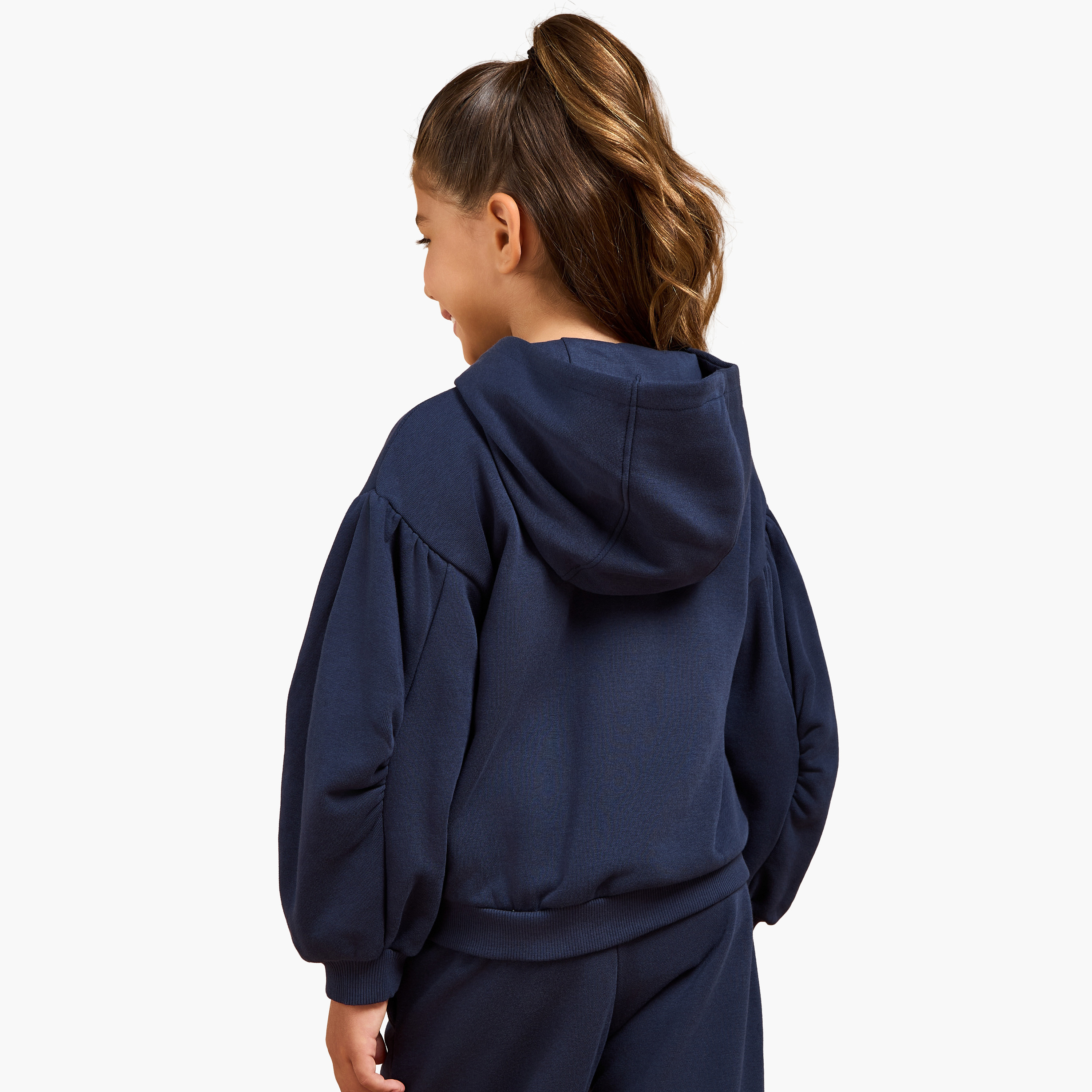 Juniors Solid Zip Through Hoodie with Long Sleeves-baby-girls-clothing-sweatshirts-image-3