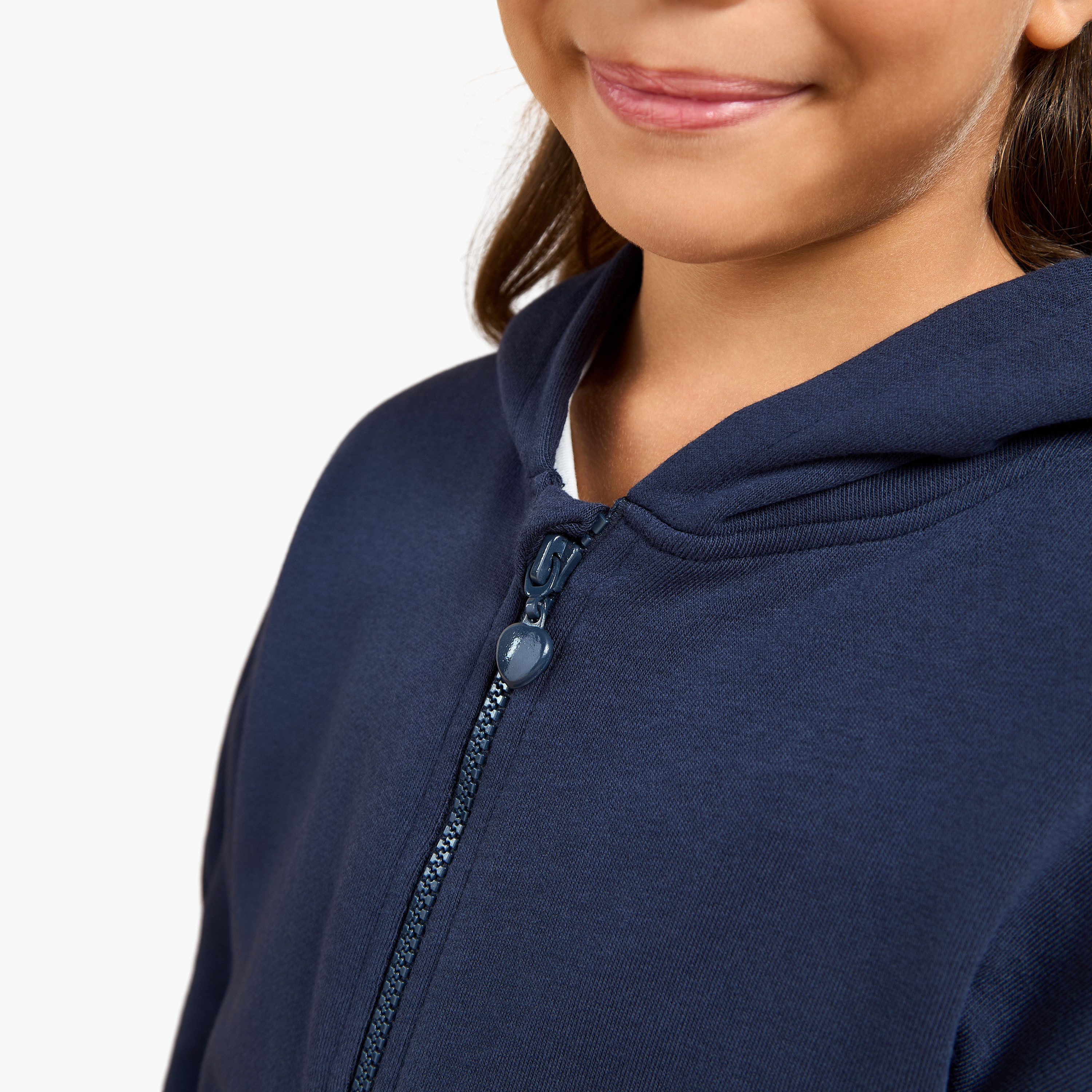 Juniors Solid Zip Through Hoodie with Long Sleeves-baby-girls-clothing-sweatshirts-image-4