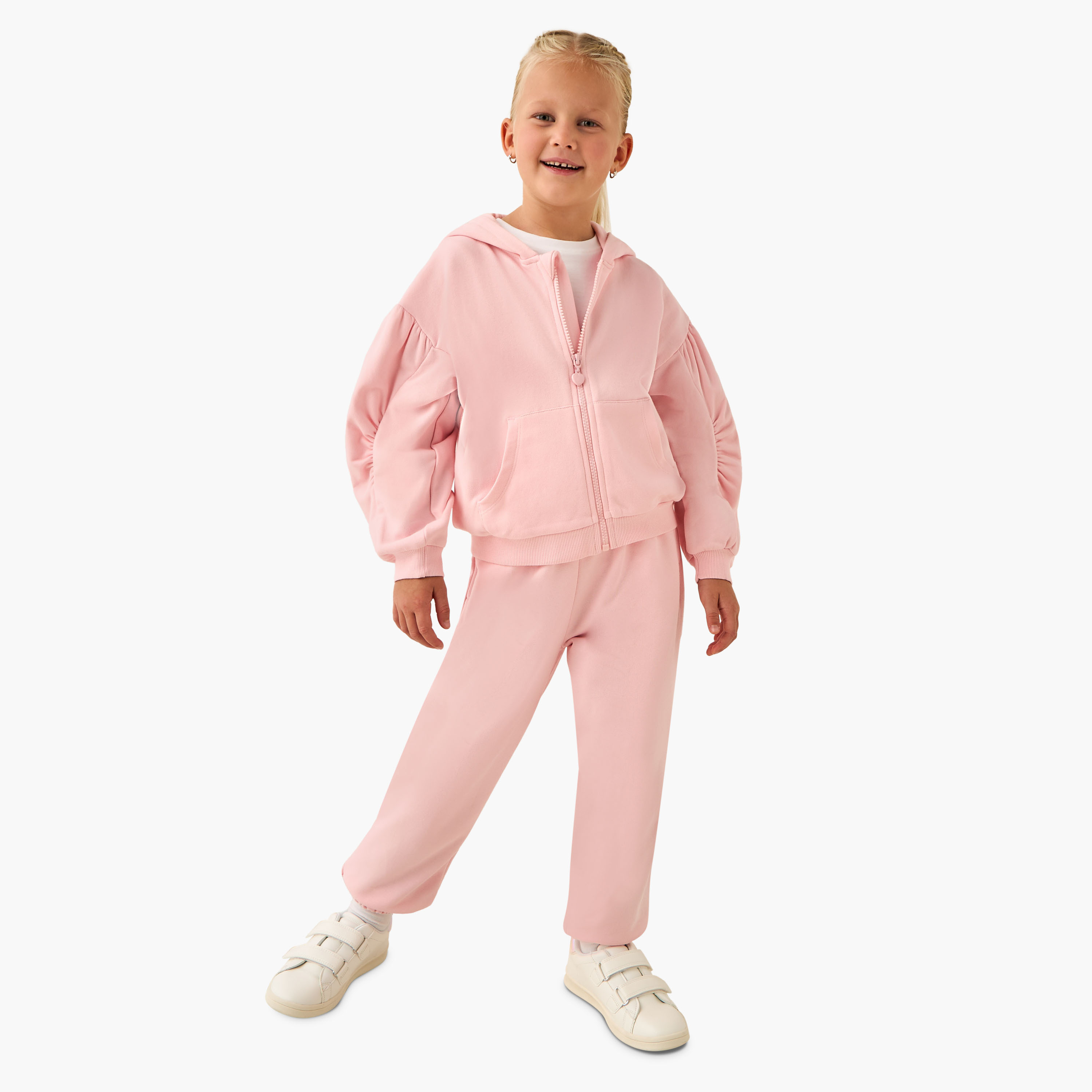 Juniors Solid Zip Through Hoodie with Long Sleeves-baby-girls-clothing-sweatshirts-image-2