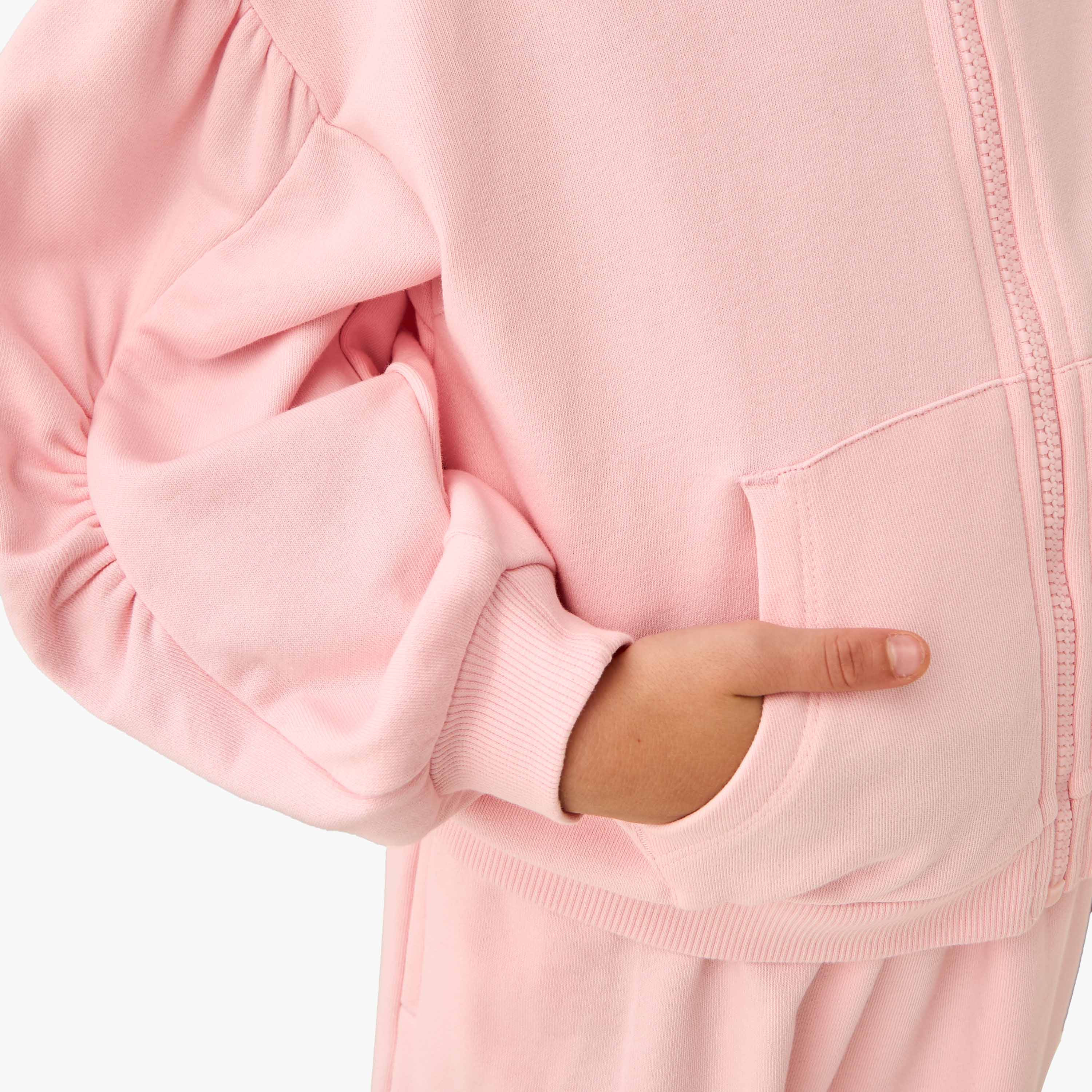 Juniors Solid Zip Through Hoodie with Long Sleeves-baby-girls-clothing-sweatshirts-image-4