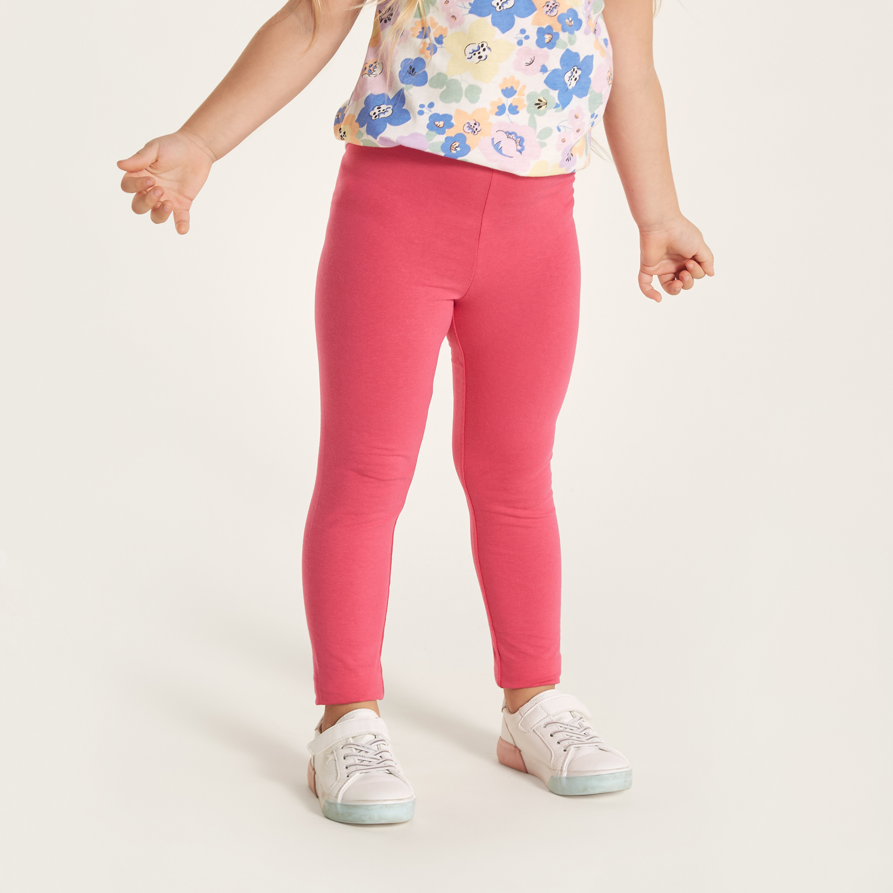 Juniors Plain Leggings with Elasticised Waistband - Set of 2-baby-girls-clothing-bottoms-leggings-image-6