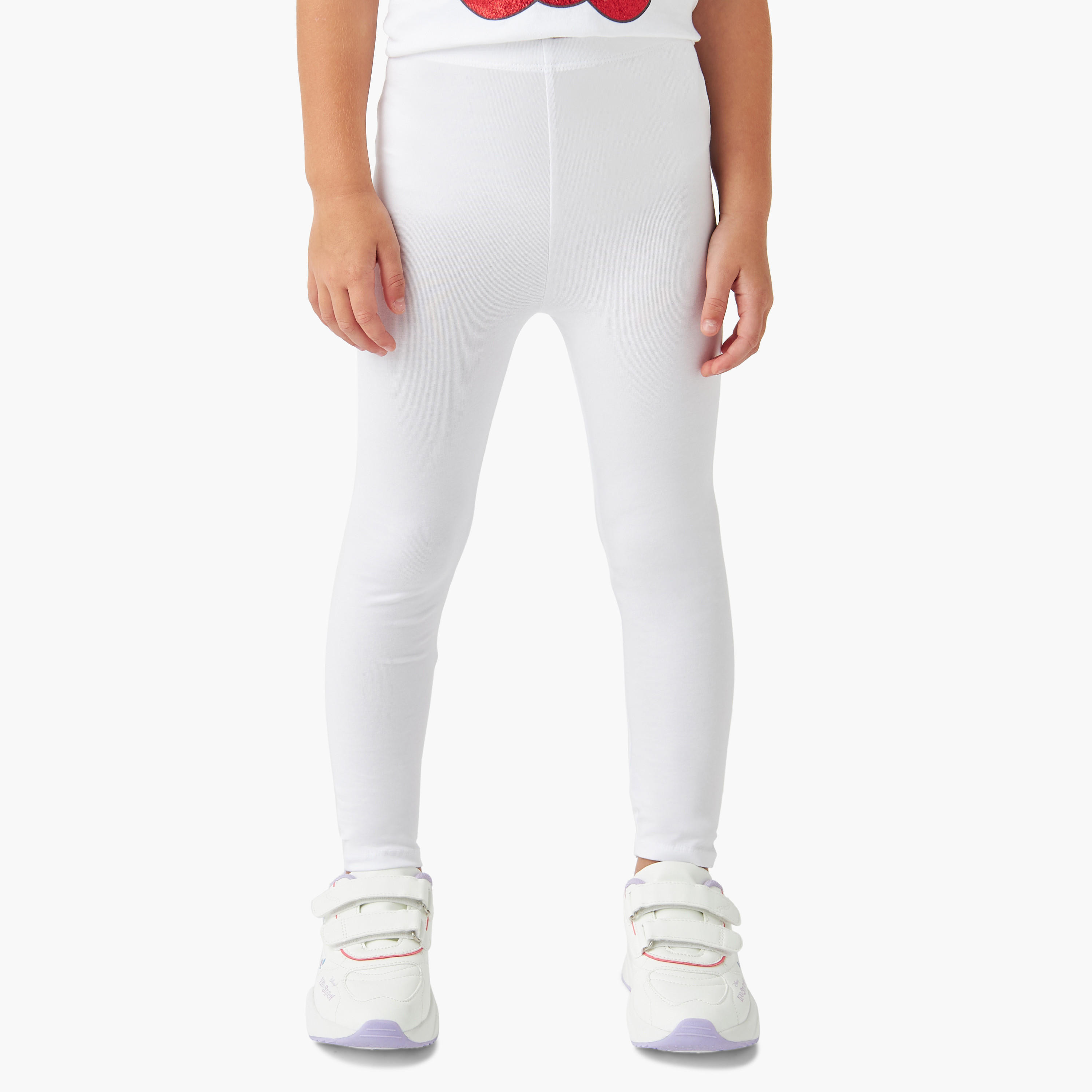 Juniors Solid Leggings with Elasticated Waistband - Set of 2-baby-girls-clothing-bottoms-leggings-image-2