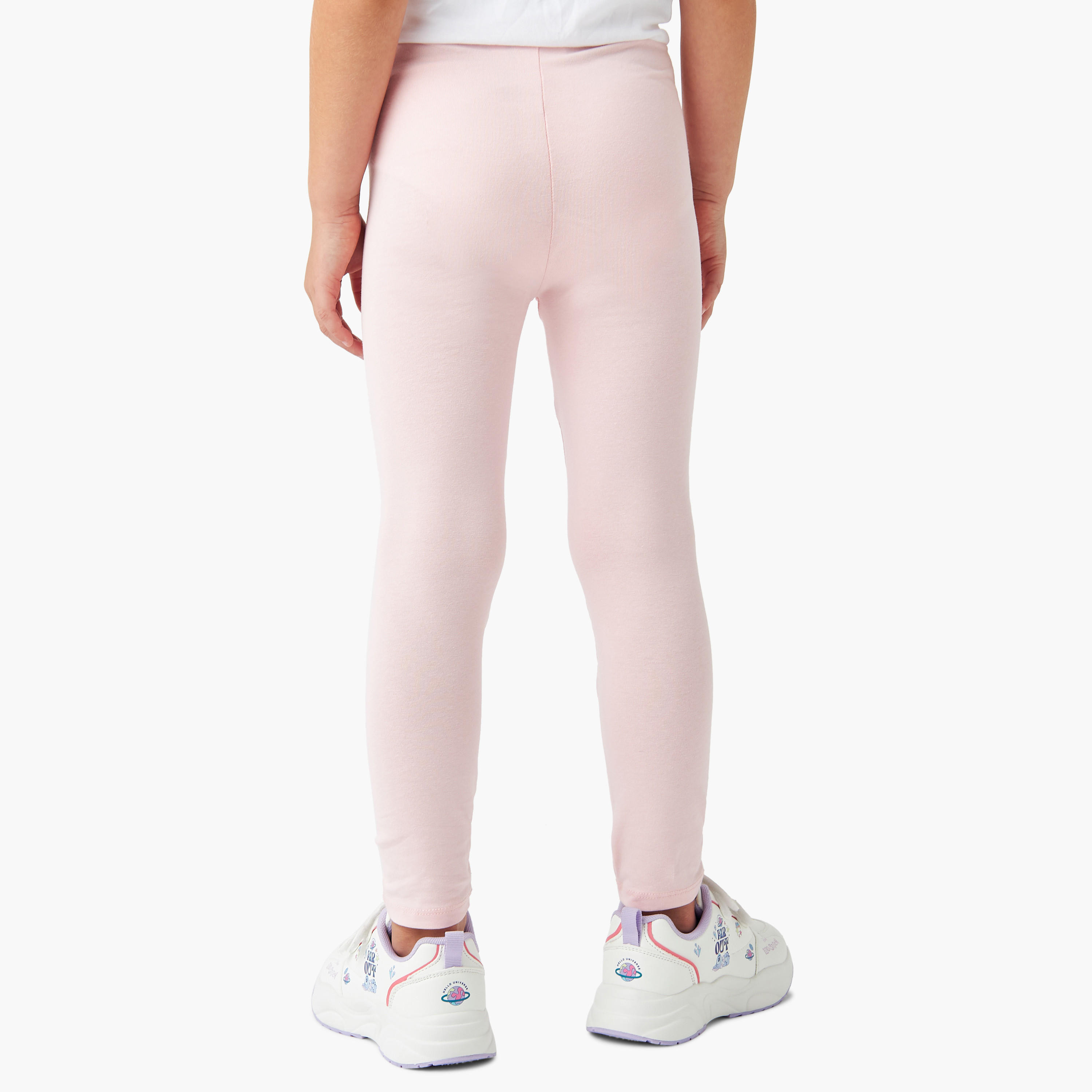 Juniors Solid Leggings with Elasticated Waistband - Set of 2-baby-girls-clothing-bottoms-leggings-image-4