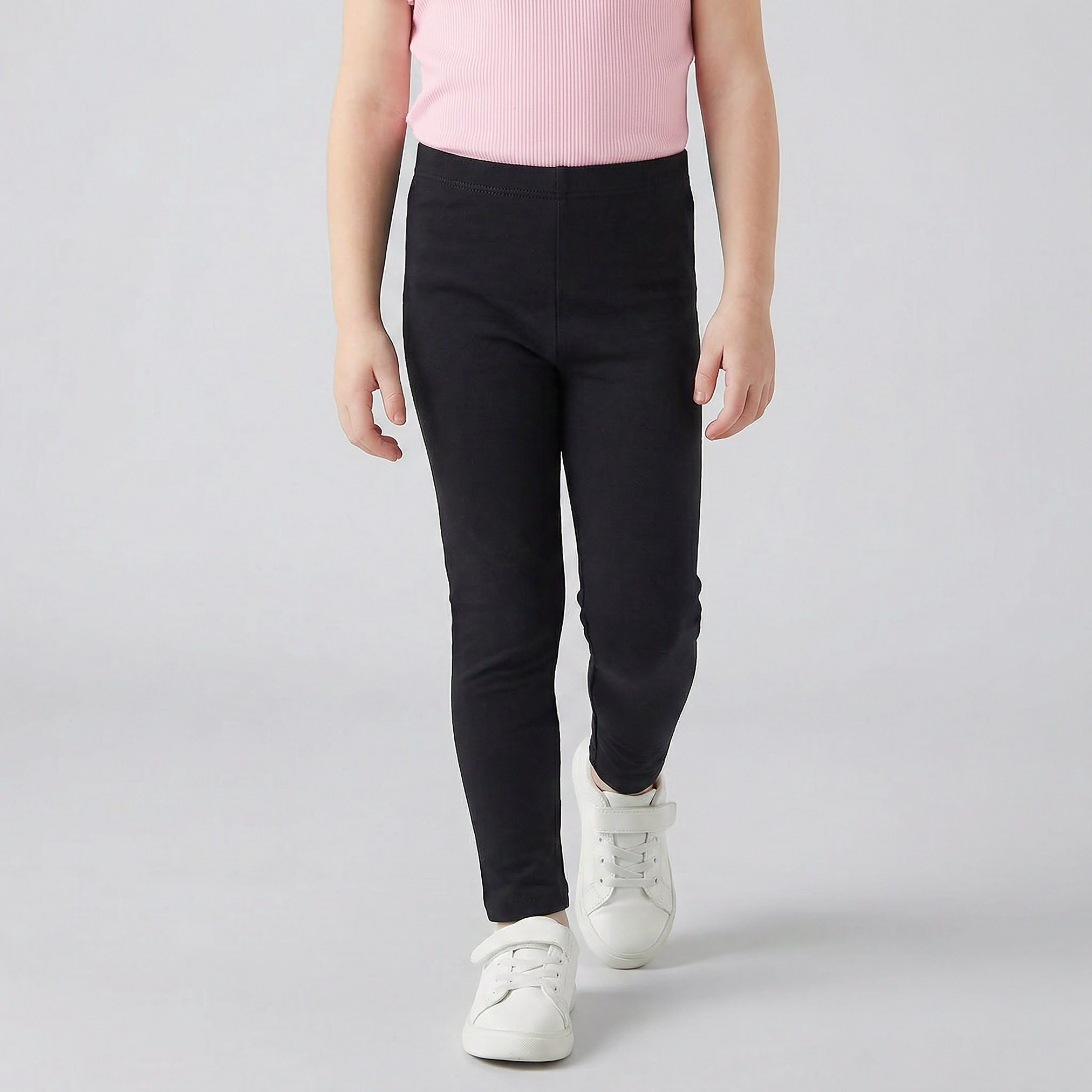 Juniors Solid Leggings with Elasticised Waistband-baby-girls-clothing-bottoms-leggings-image-1