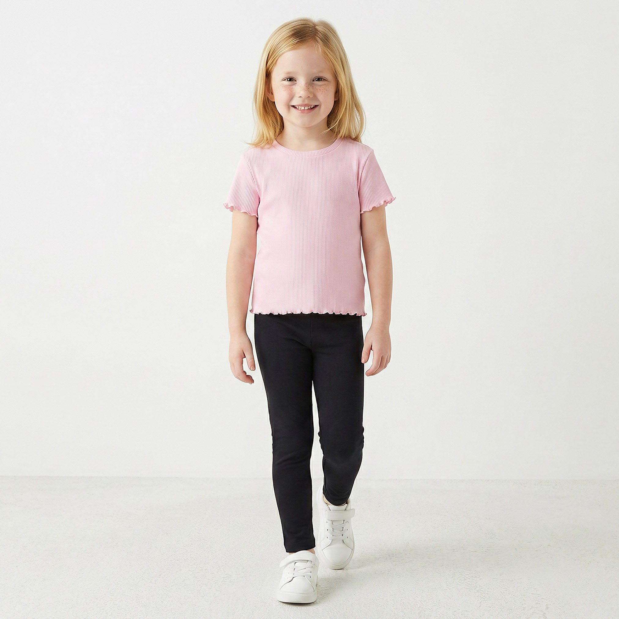 Juniors Solid Leggings with Elasticised Waistband-baby-girls-clothing-bottoms-leggings-image-2