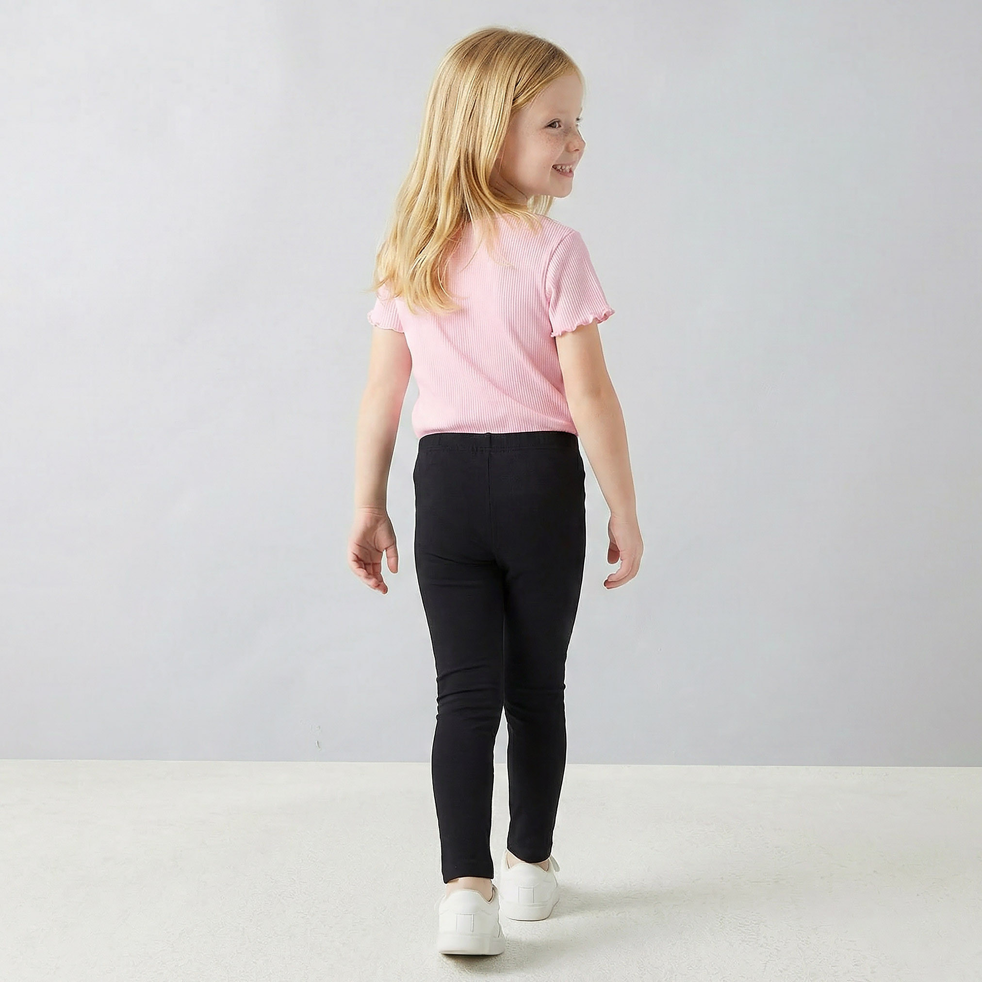Juniors Solid Leggings with Elasticised Waistband-baby-girls-clothing-bottoms-leggings-image-3