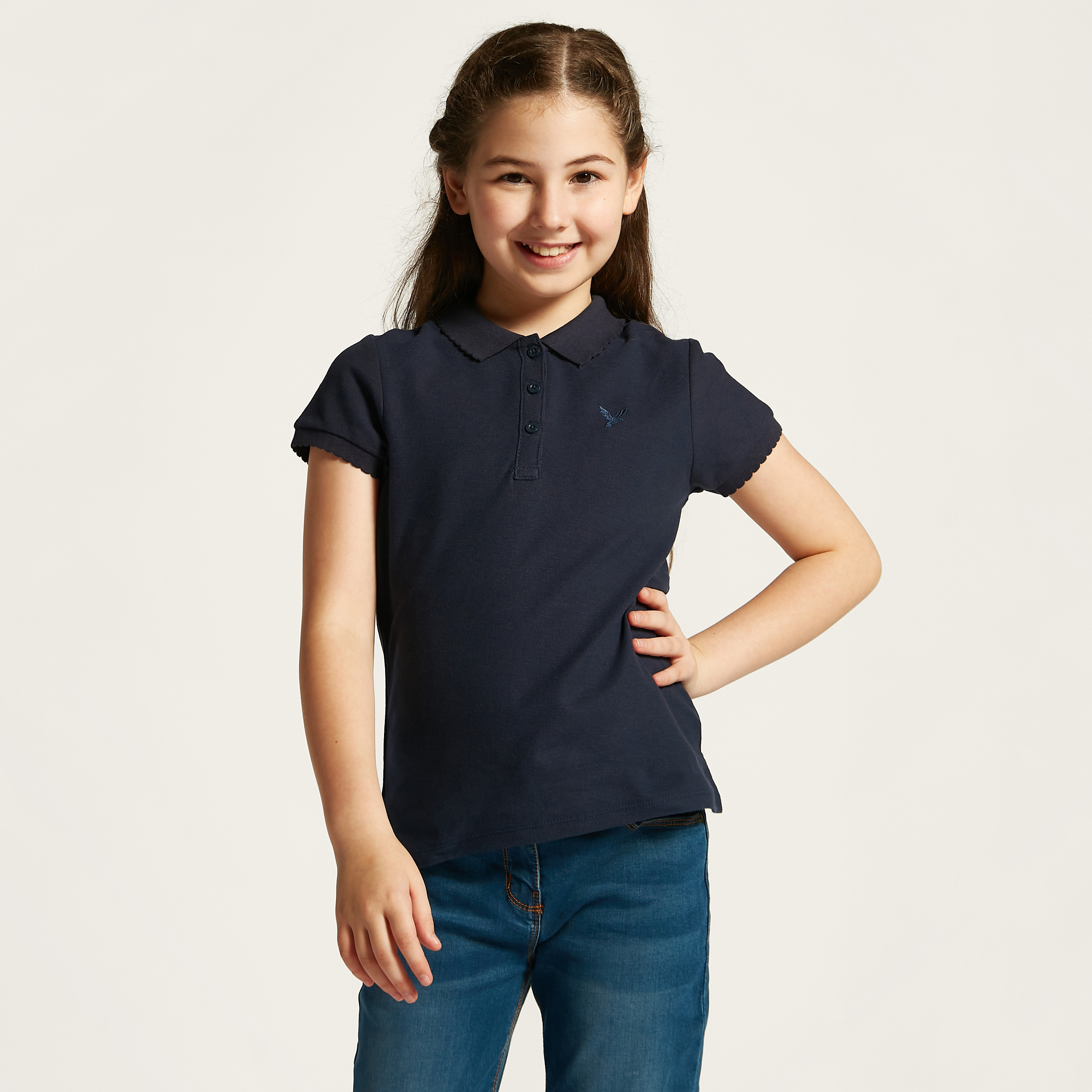 Buy Juniors Polo Neck T shirt with Short Sleeves Online for Girls