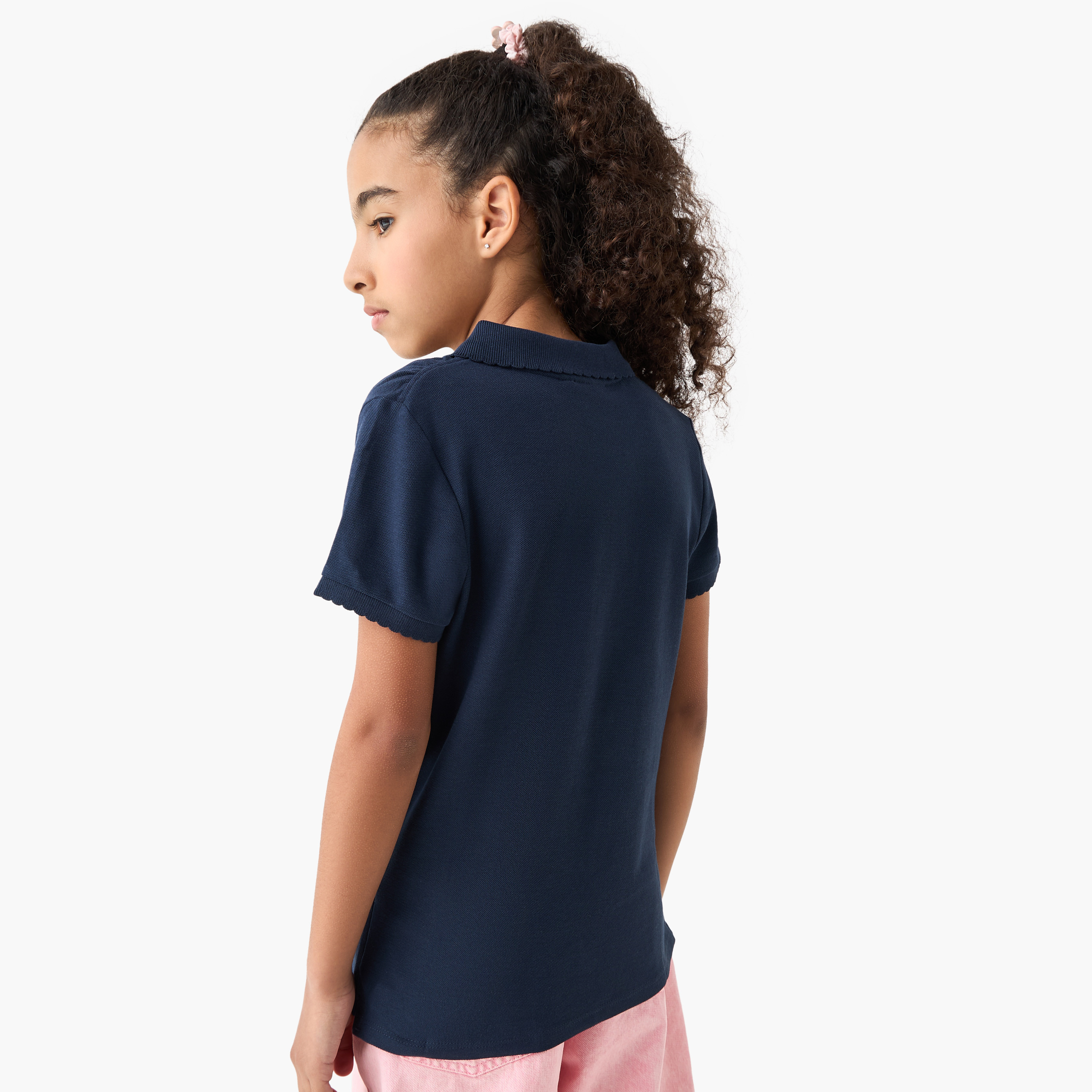 Juniors Polo Neck T-shirt with Short Sleeves-girls-clothing-tshirts-image-3