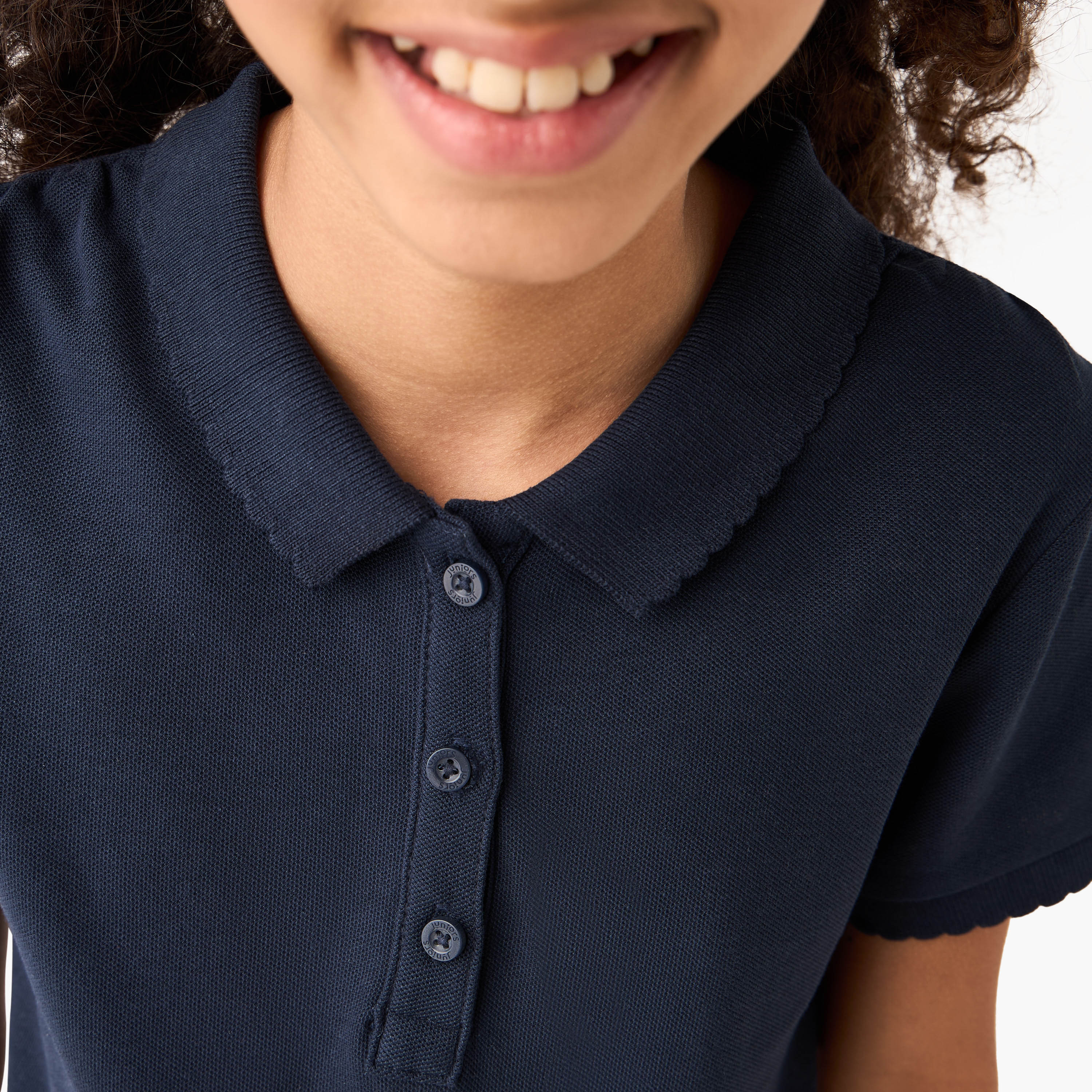 Juniors Polo Neck T-shirt with Short Sleeves-girls-clothing-tshirts-image-4