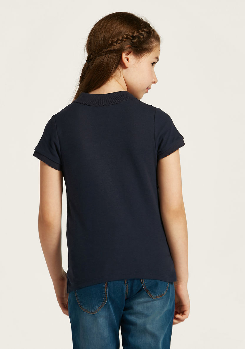 Juniors Polo Neck T-shirt with Short Sleeves-T Shirts-image-3