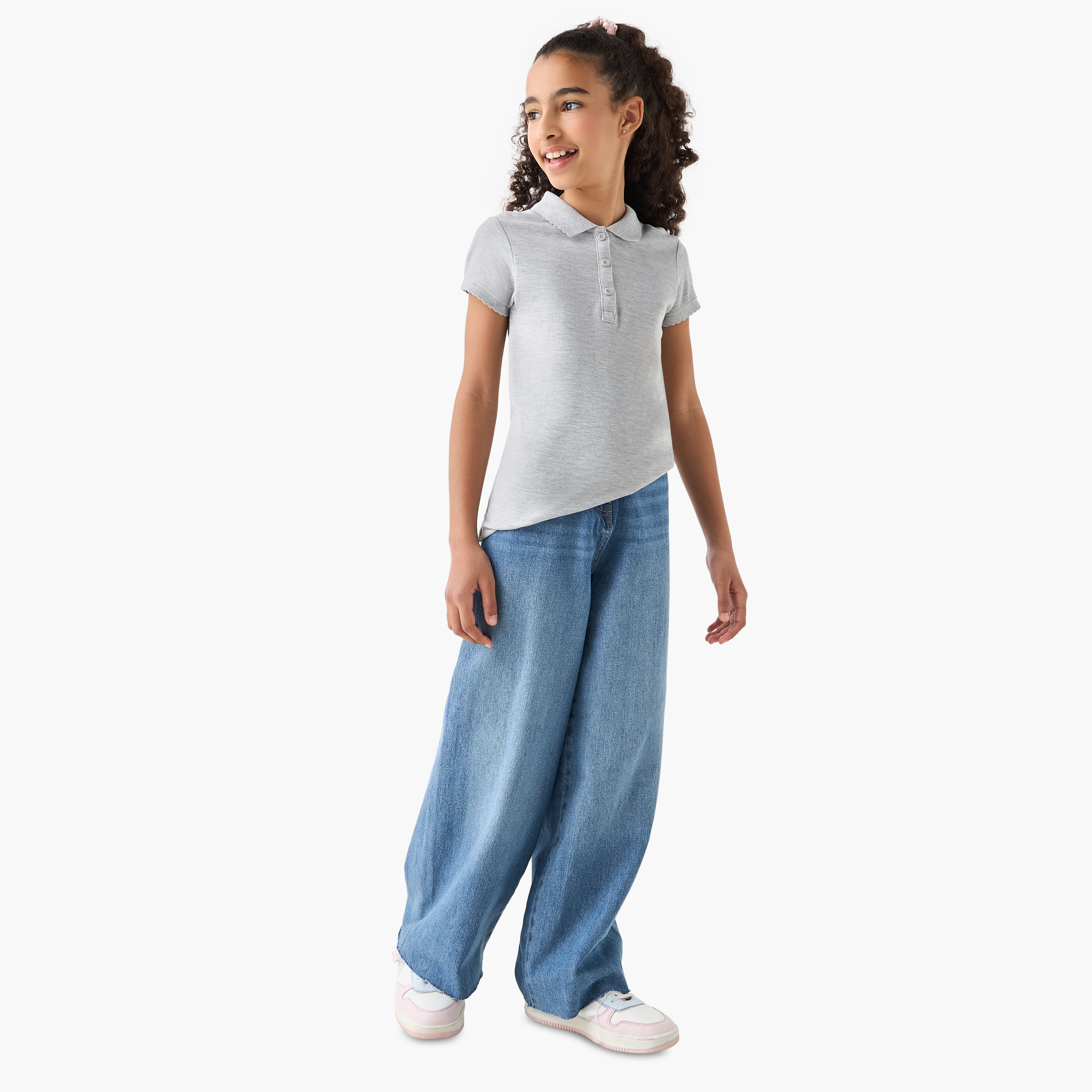 تيشيرت بياقة بولو وأكمام قصيرة من جونيورز-girls-clothing-tshirts-image-2