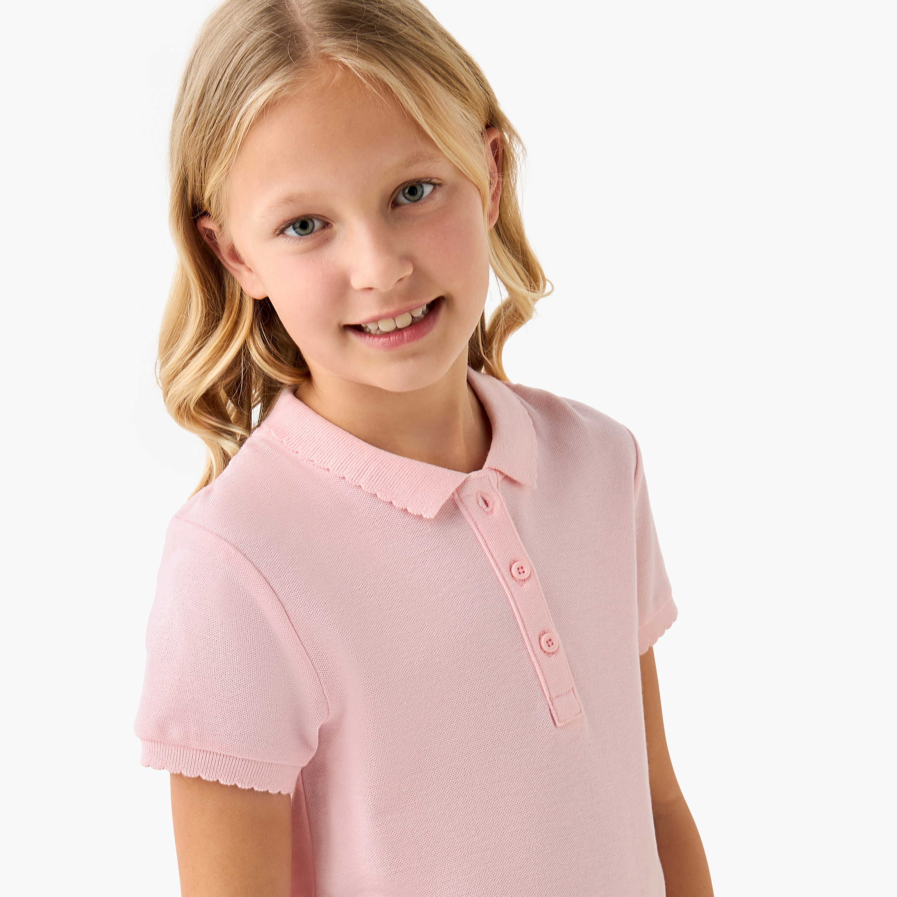 Juniors Polo Neck T-shirt with Short Sleeves-girls-clothing-tshirts-image-4