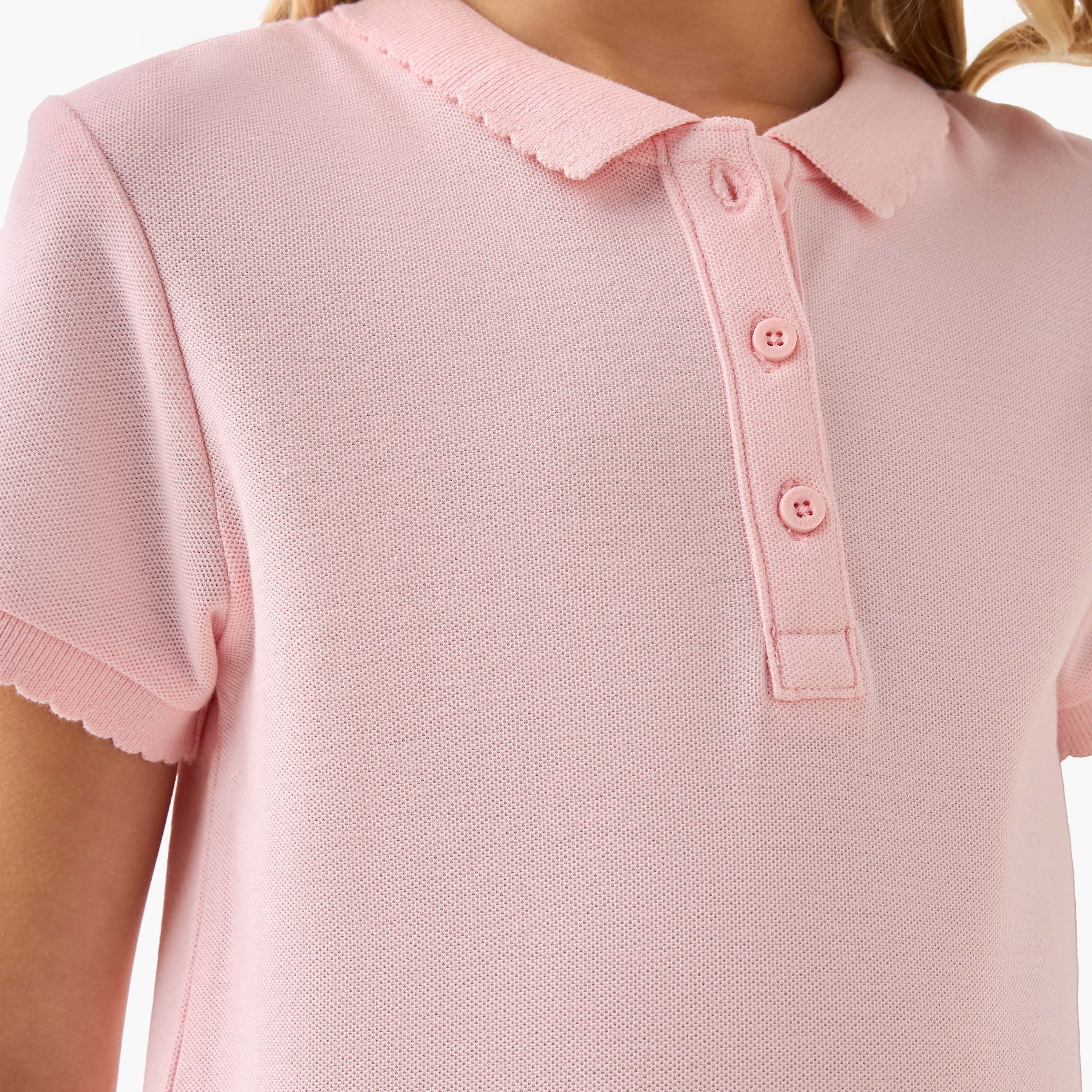 Juniors Polo Neck T-shirt with Short Sleeves-girls-clothing-tshirts-image-5