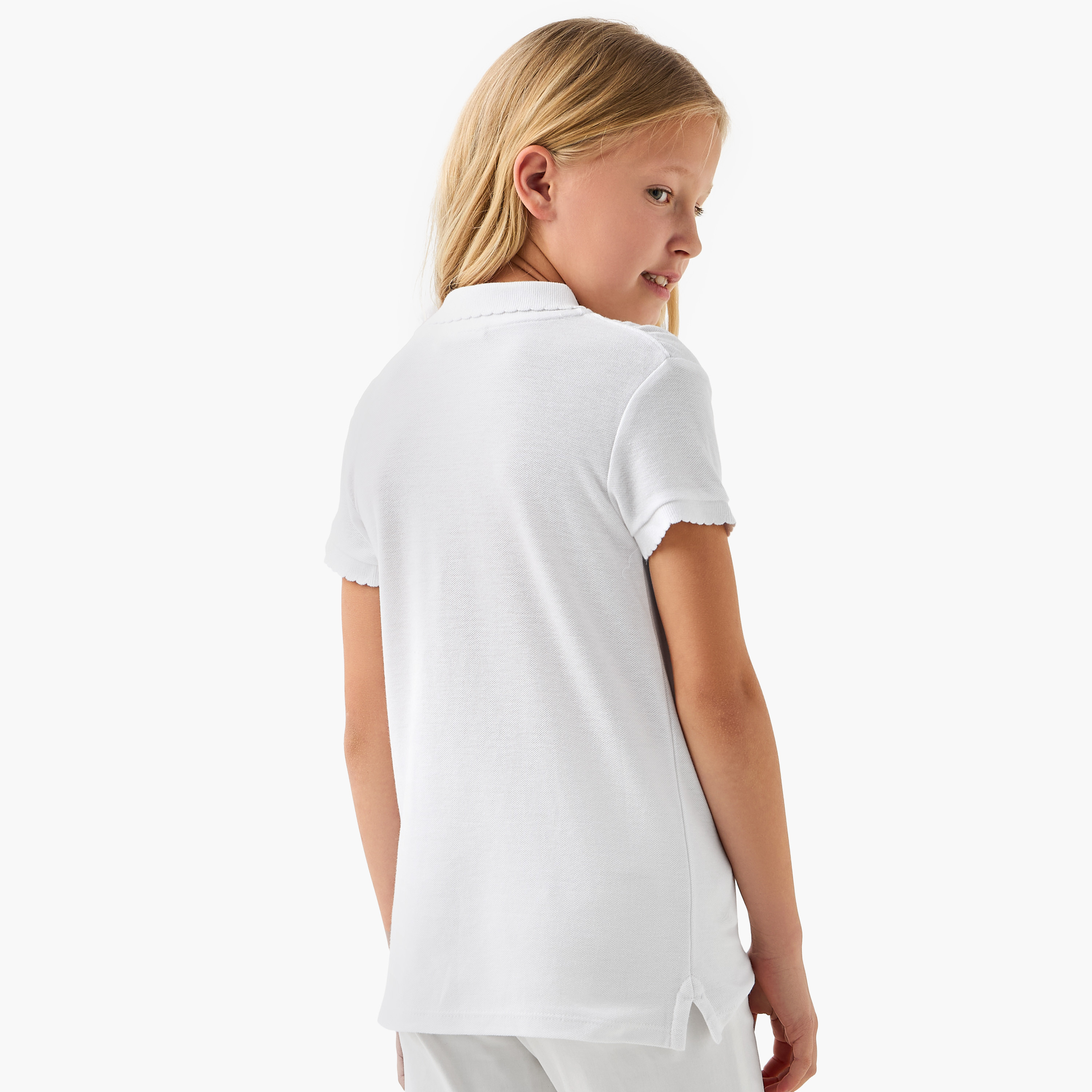 Juniors Polo Neck T-shirt with Short Sleeves-girls-clothing-tshirts-image-3