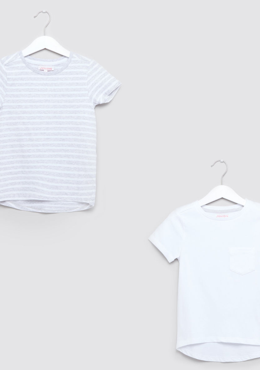 Juniors Round Neck Short Sleeves T-shirt - Set of 2-T Shirts-image-0