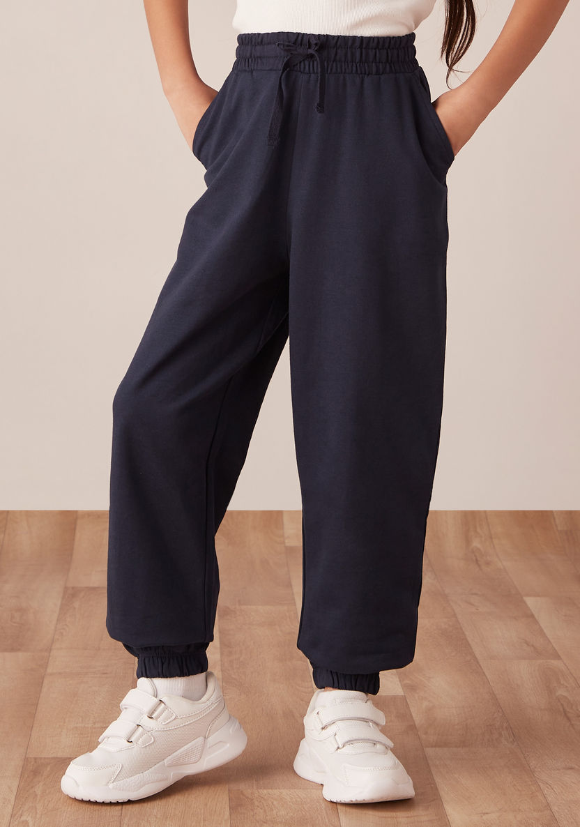 Juniors Solid Joggers with Drawstring Closure and Pockets-Joggers-image-1