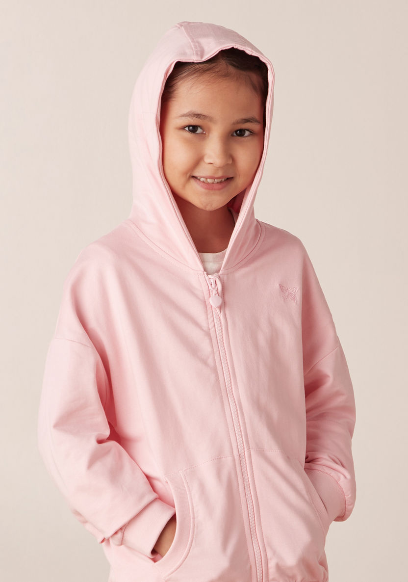 Juniors Solid Zip Through Hoodie with Long Sleeves-Sweaters and Cardigans-image-3