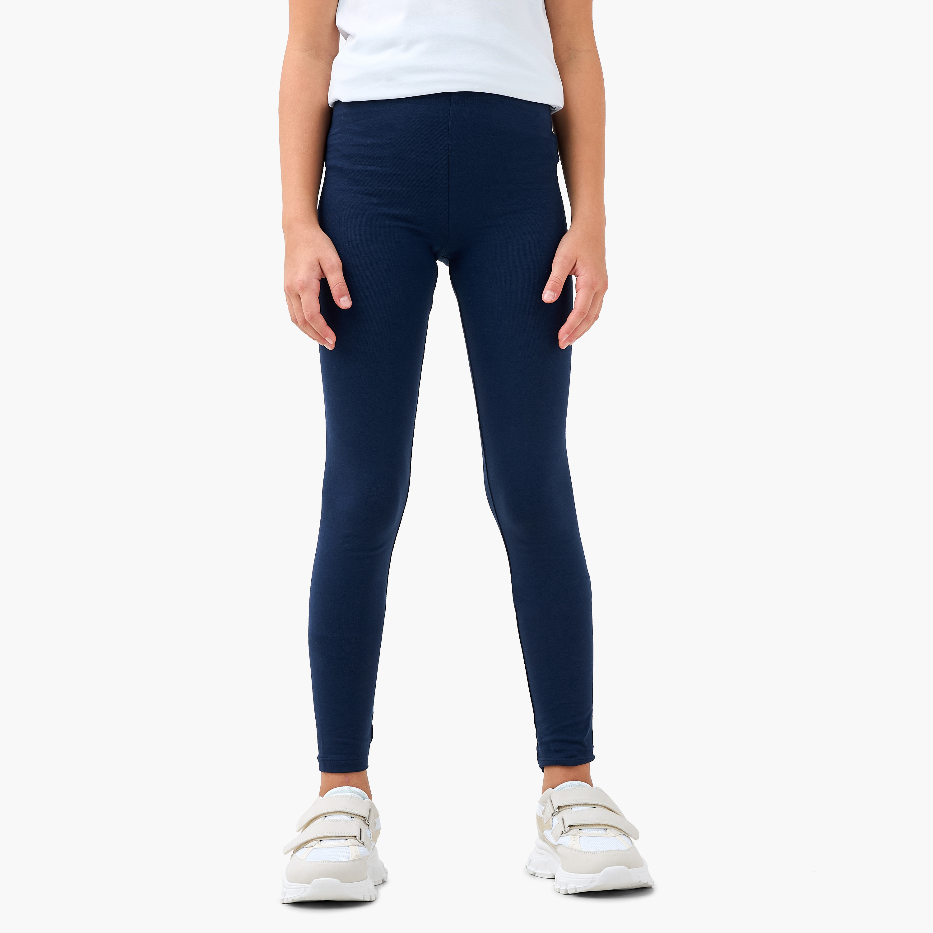 Juniors Solid Leggings with Elasticised Waistband-girls-clothing-bottoms-leggings-image-1