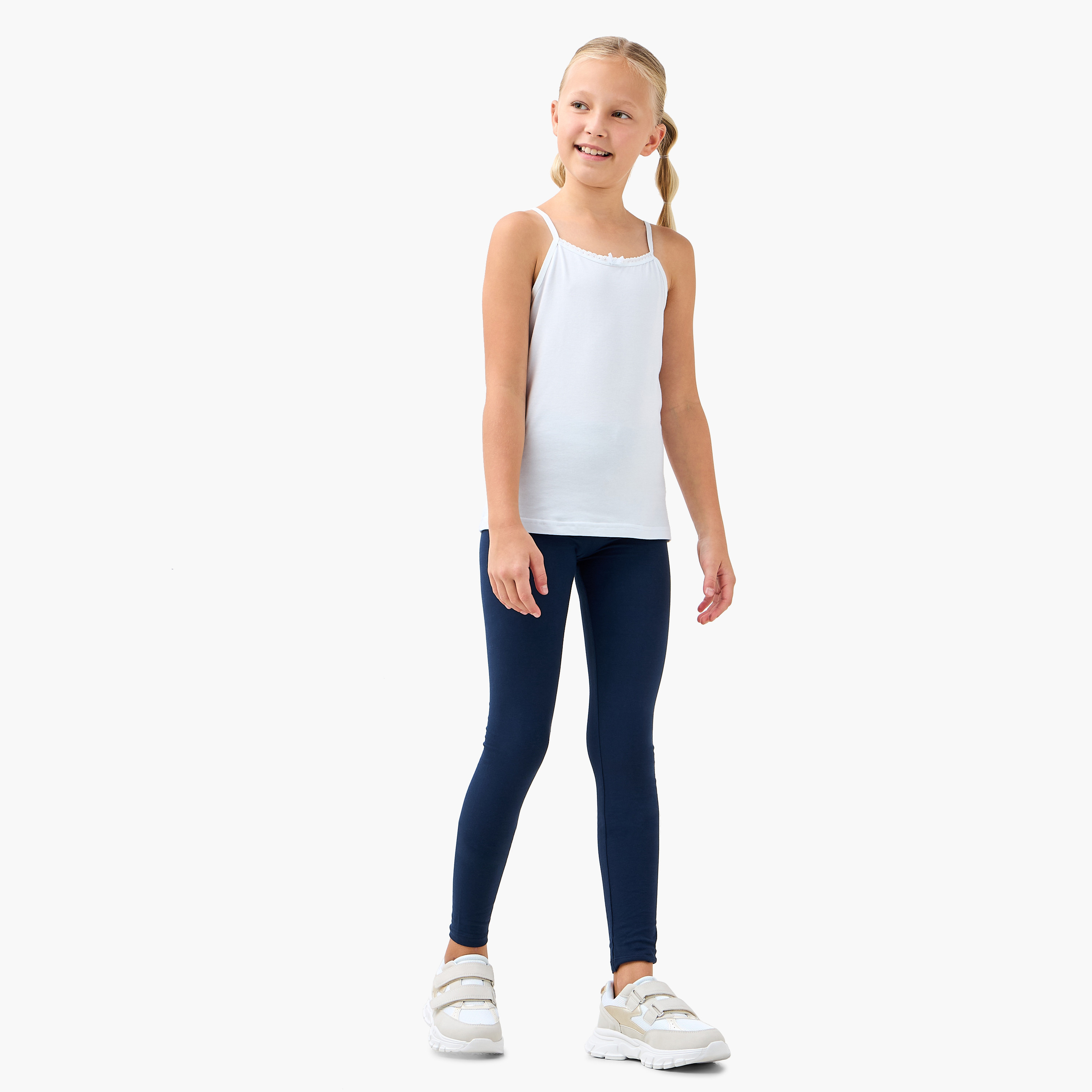 Juniors Solid Leggings with Elasticised Waistband-girls-clothing-bottoms-leggings-image-2