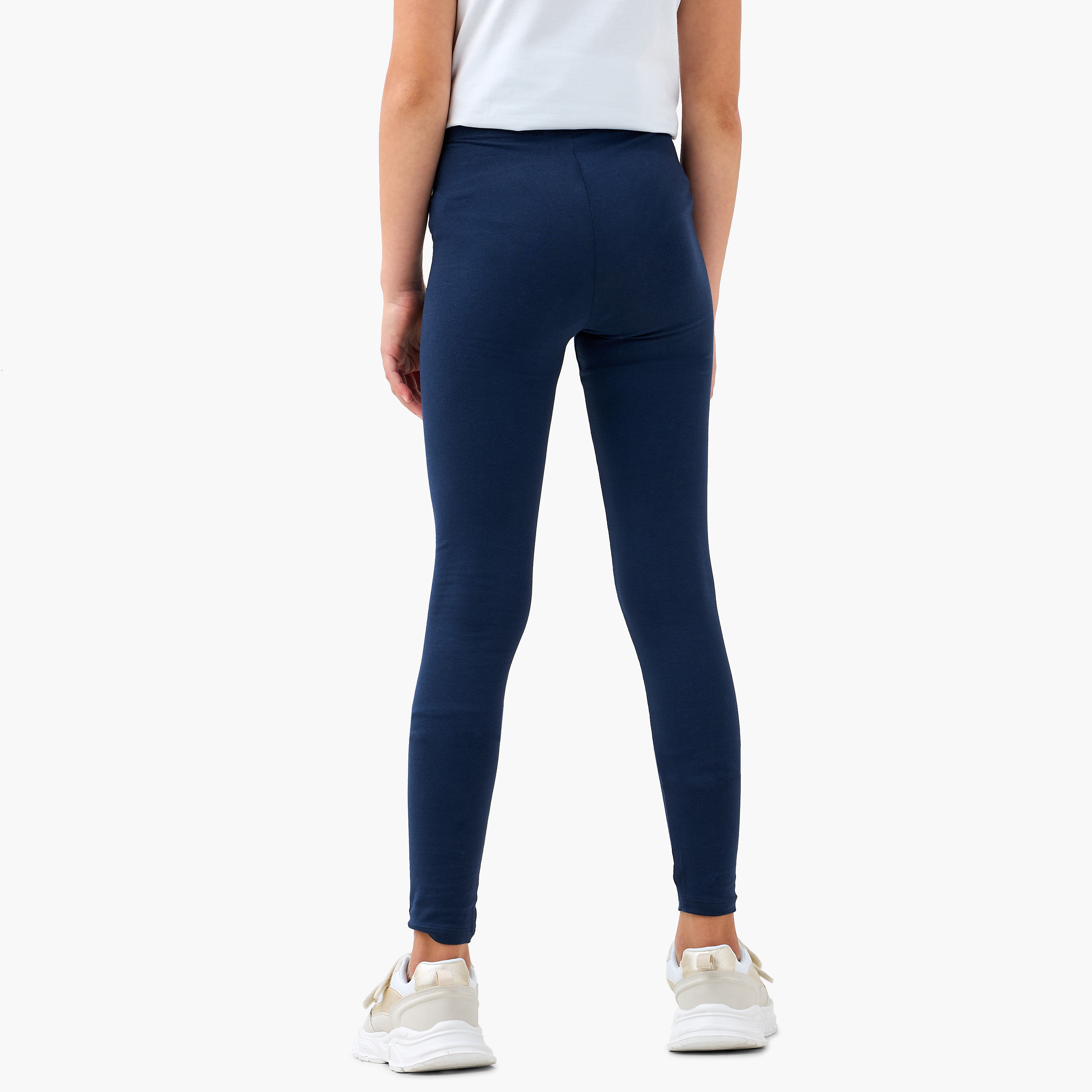 Juniors Solid Leggings with Elasticised Waistband-girls-clothing-bottoms-leggings-image-3