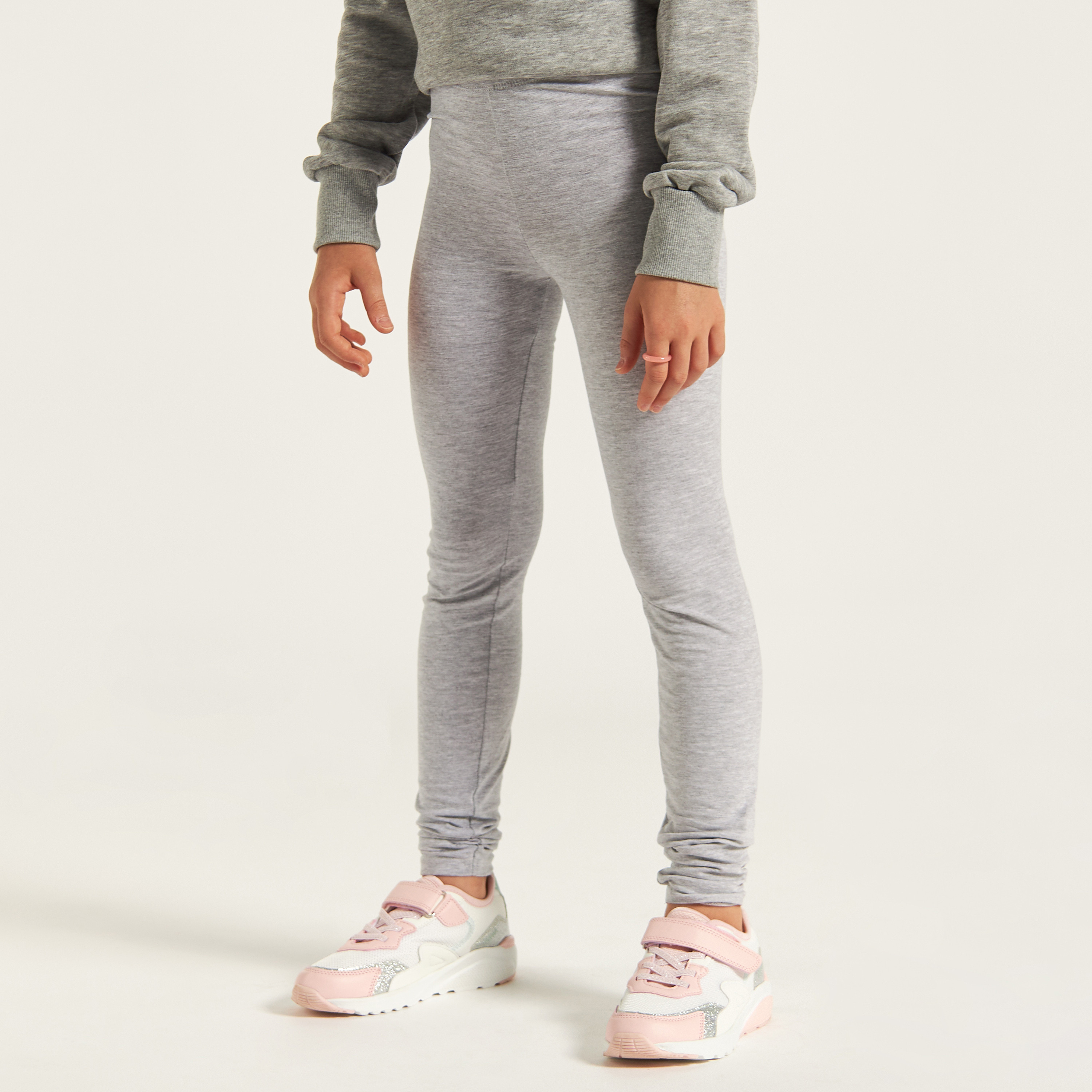 Juniors Full-Length Solid Leggings with Elasticised Waistband-girls-clothing-bottoms-leggings-image-2