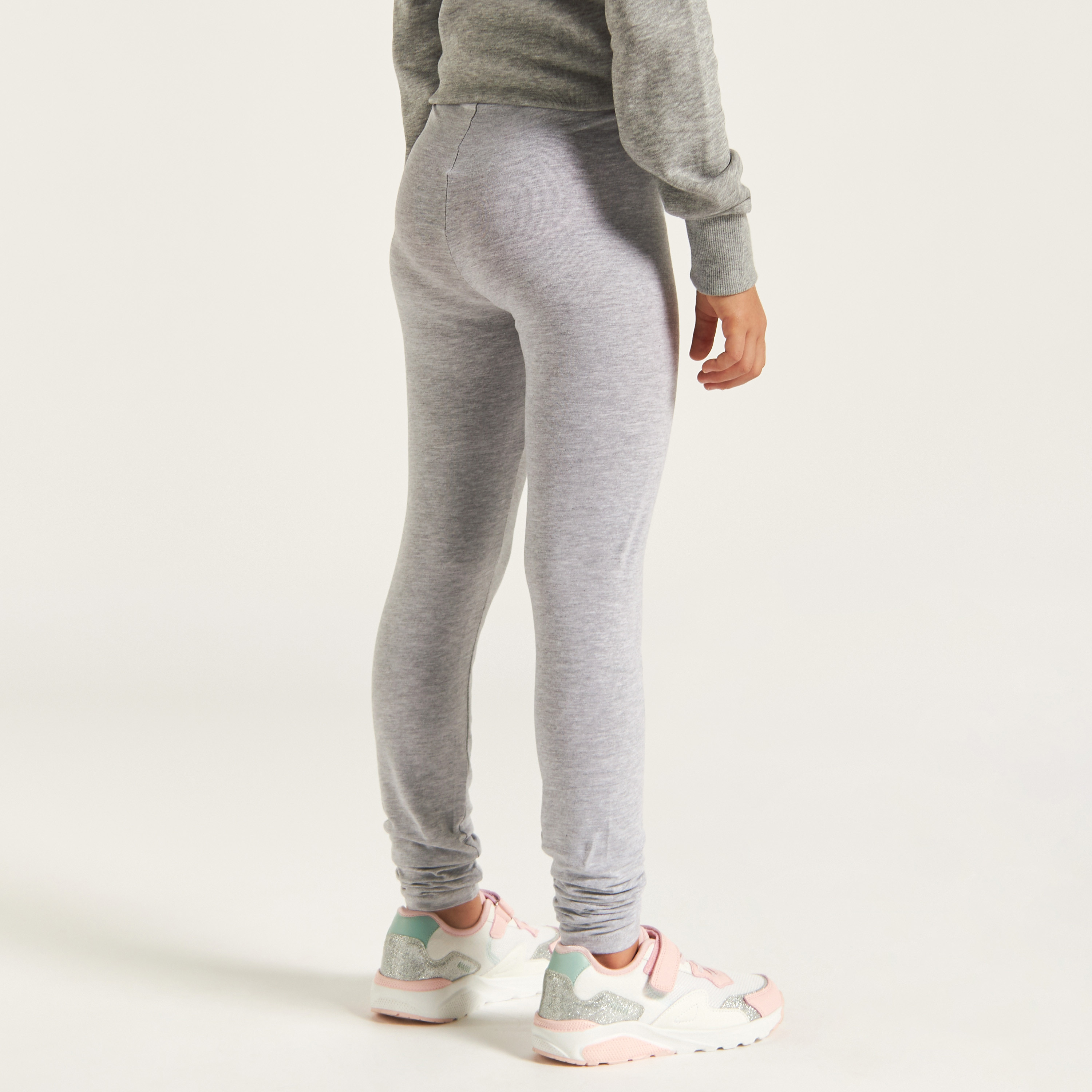 Juniors Full-Length Solid Leggings with Elasticised Waistband-girls-clothing-bottoms-leggings-image-4